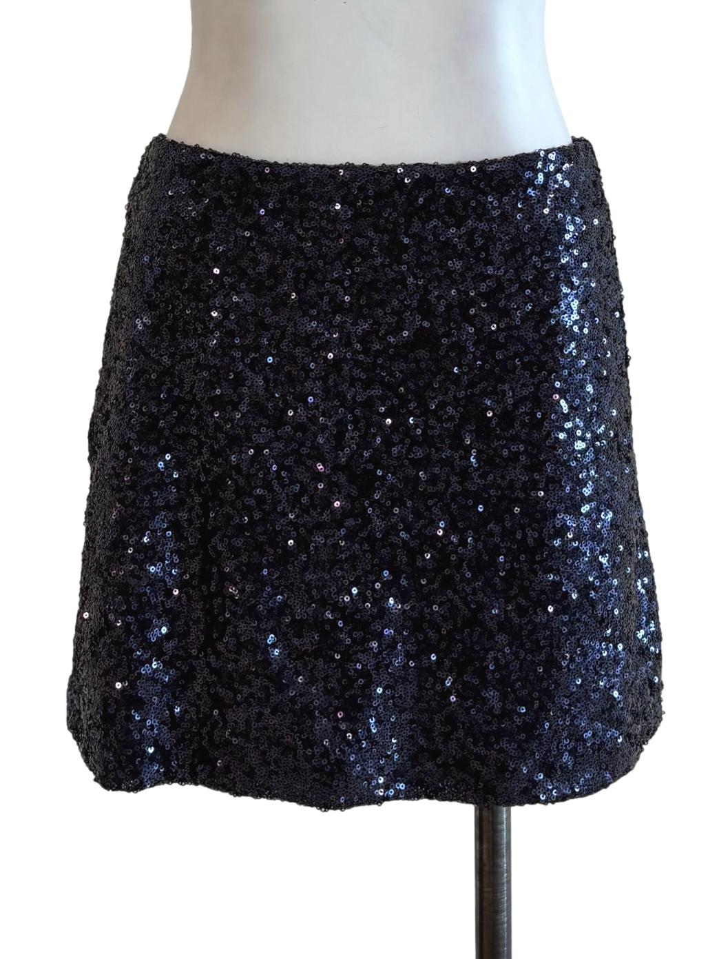 Midnight Blue Sequin Sparkle Mini Skirt