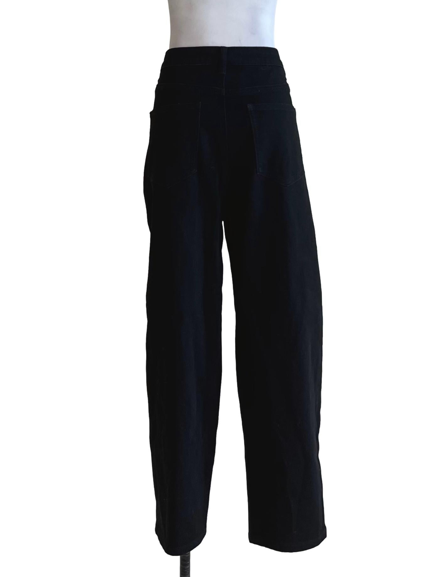 Black Plain Wide Leg Jeans