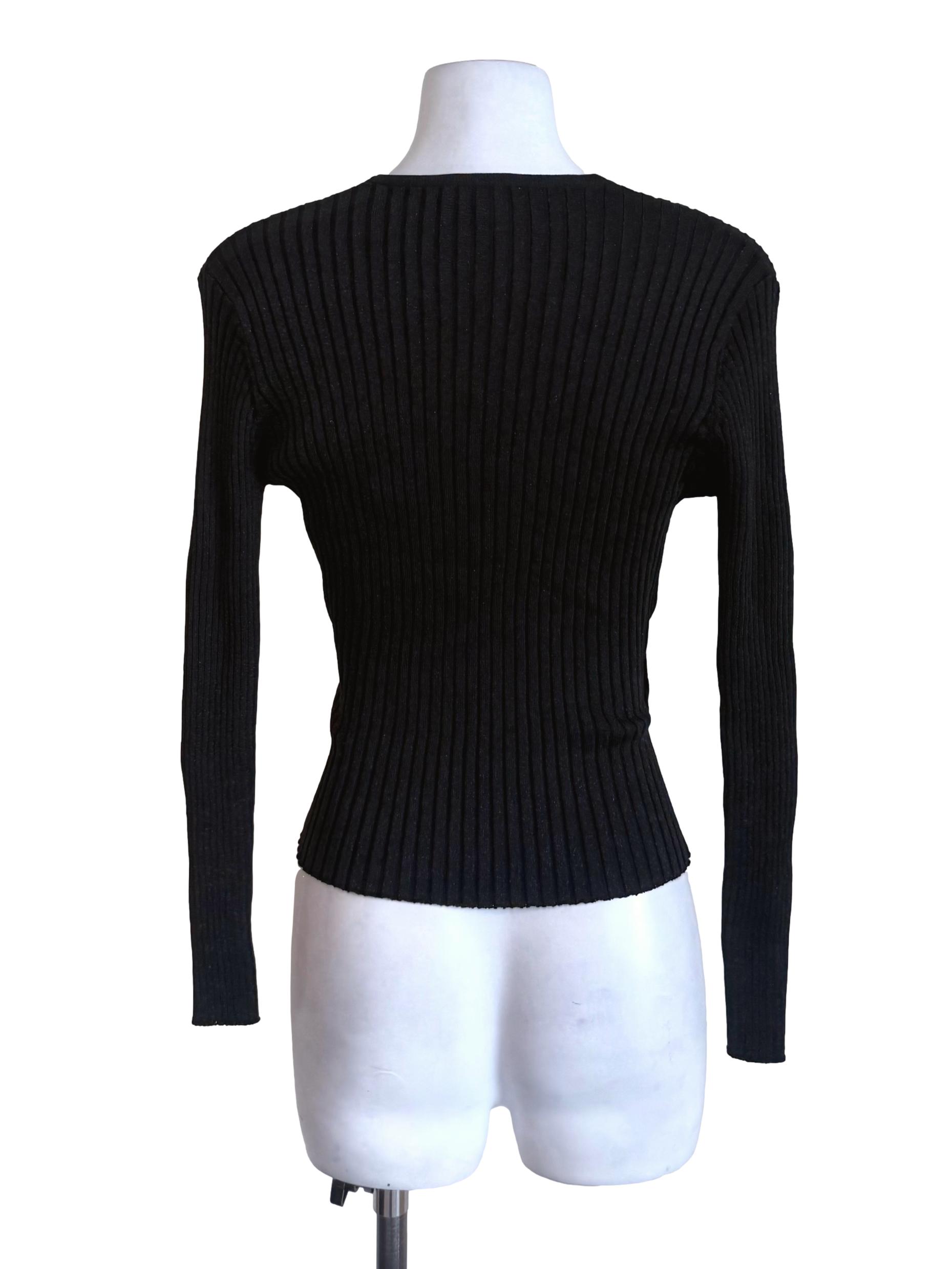 Black Sparkly Slit Snatch Waist Top LB