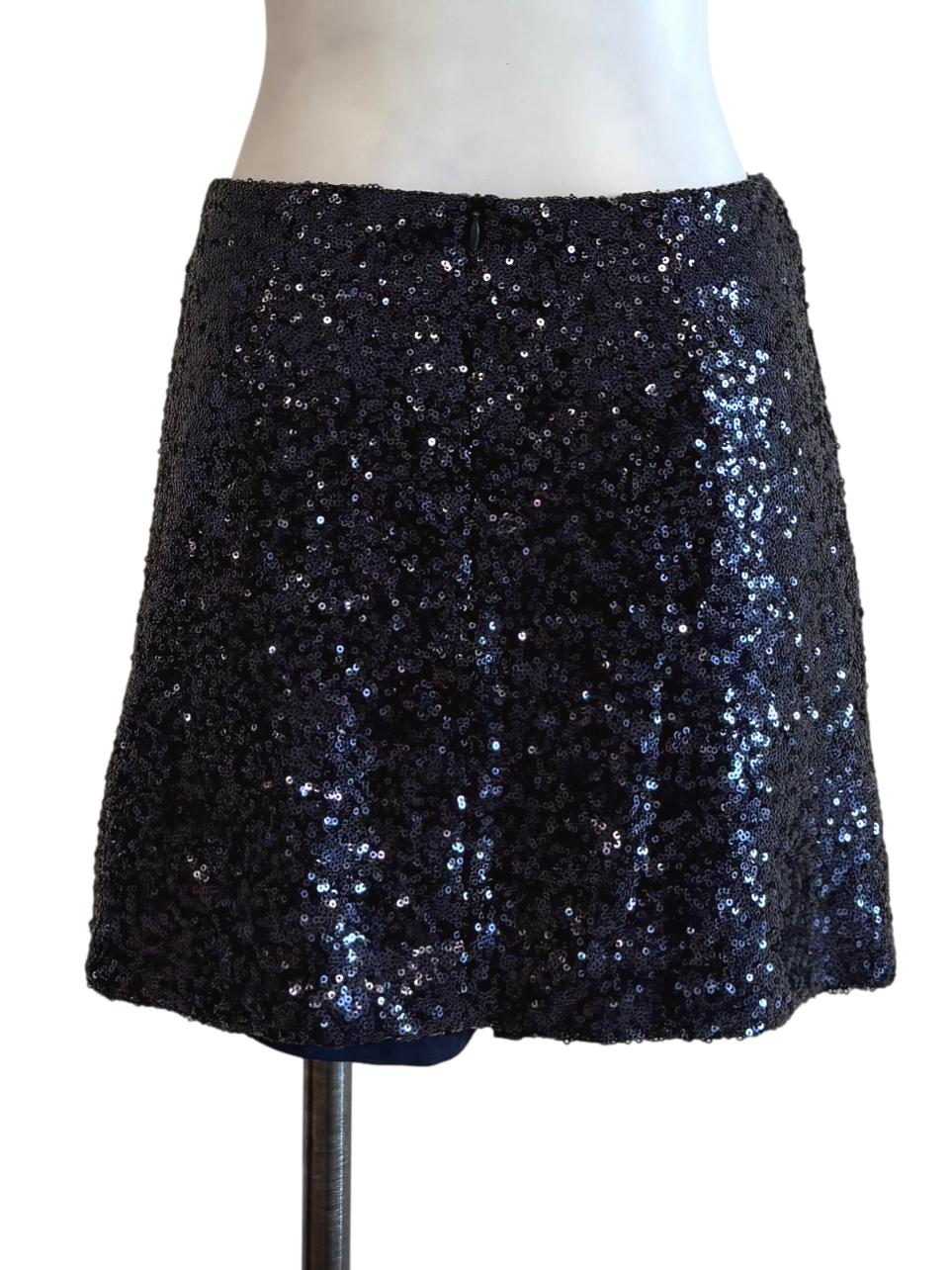 Midnight Blue Sequin Sparkle Mini Skirt
