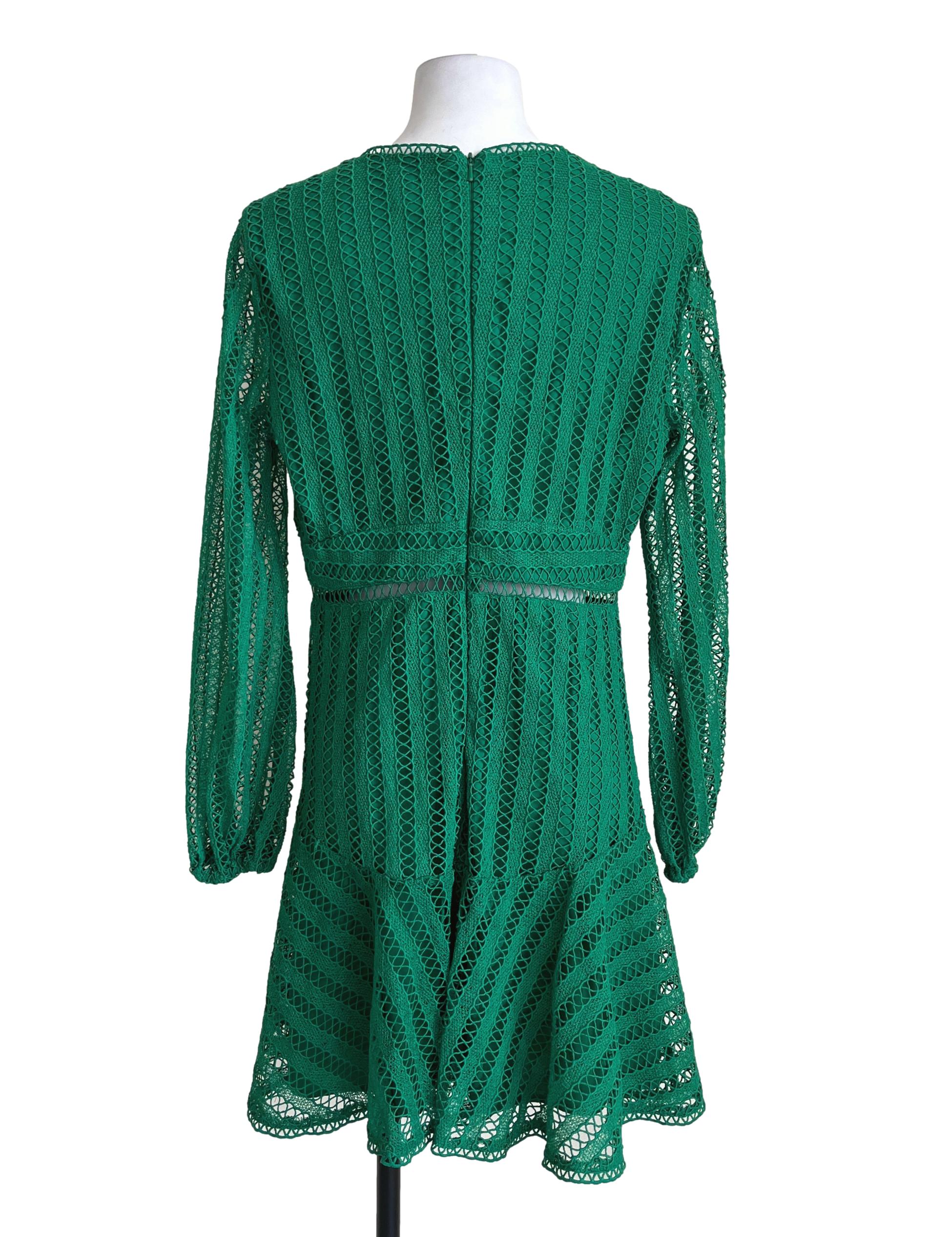 Emerald Green V-Neck Lace Dress