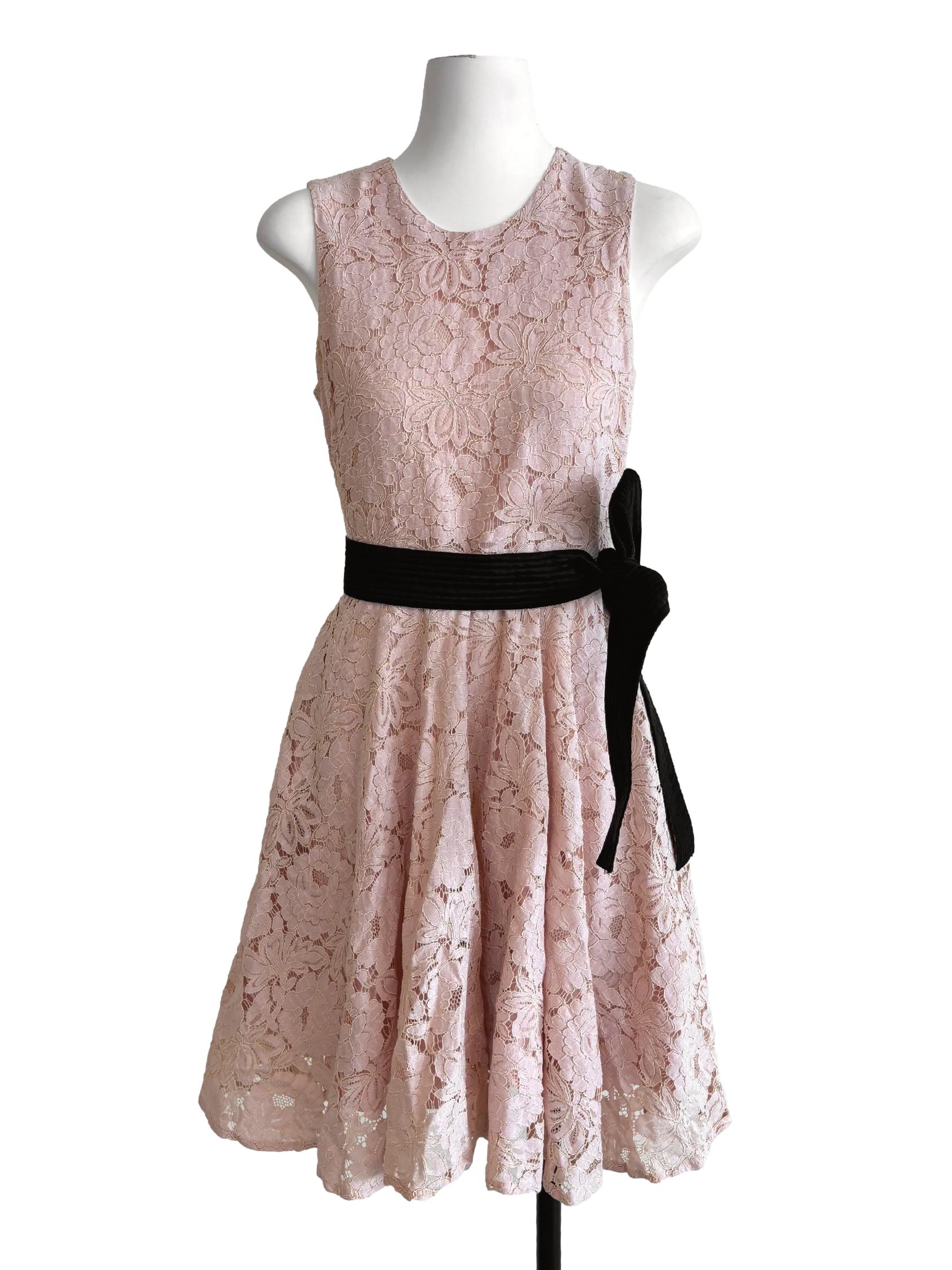 Nude Pink A-Line Lace Dress