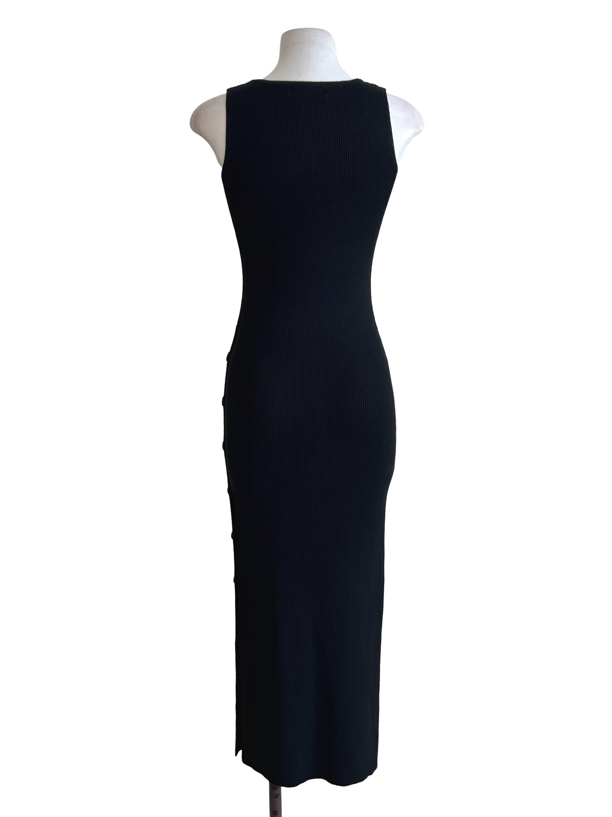 Black Ribbed Bodycon Dress