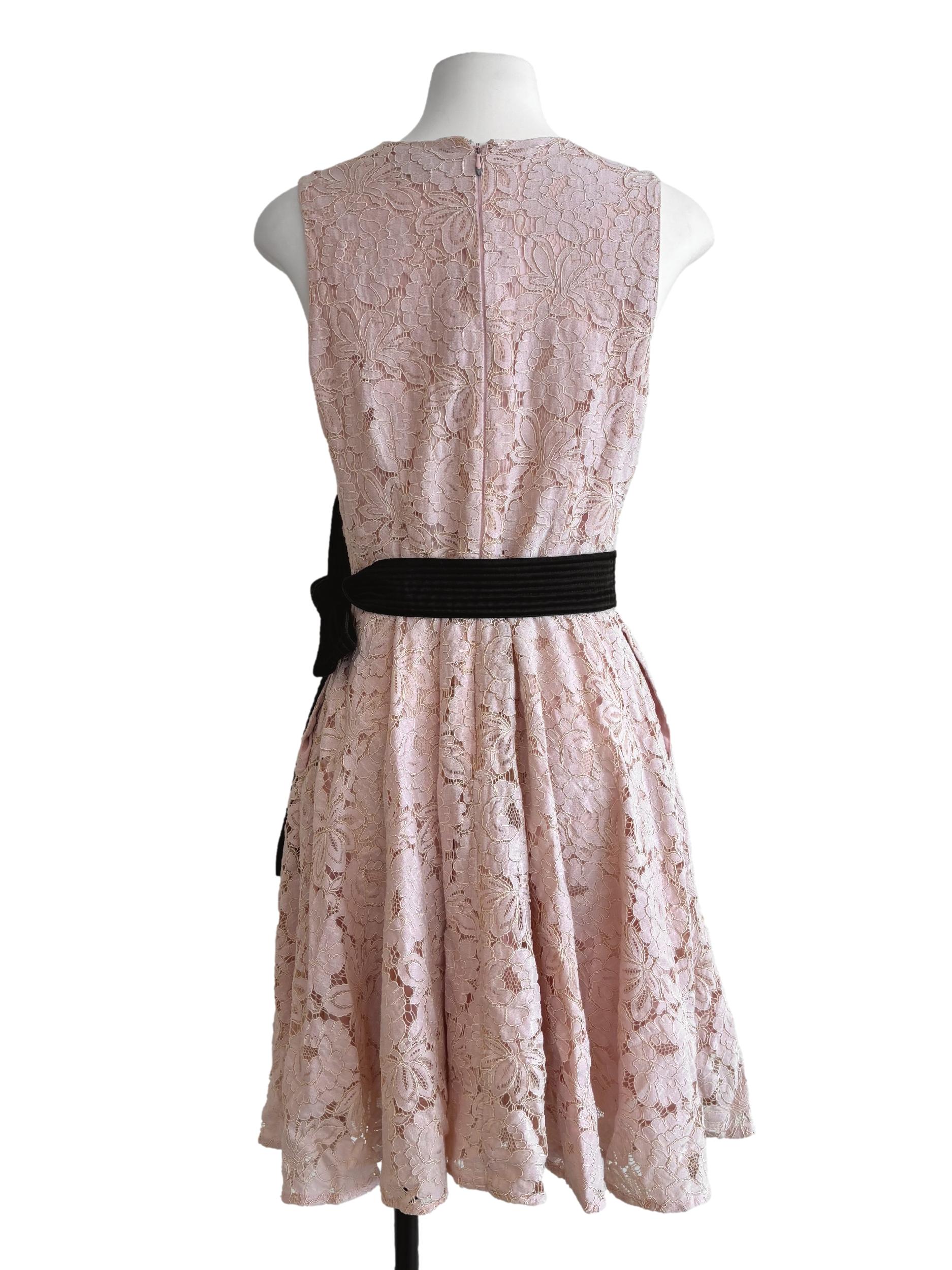 Nude Pink A-Line Lace Dress
