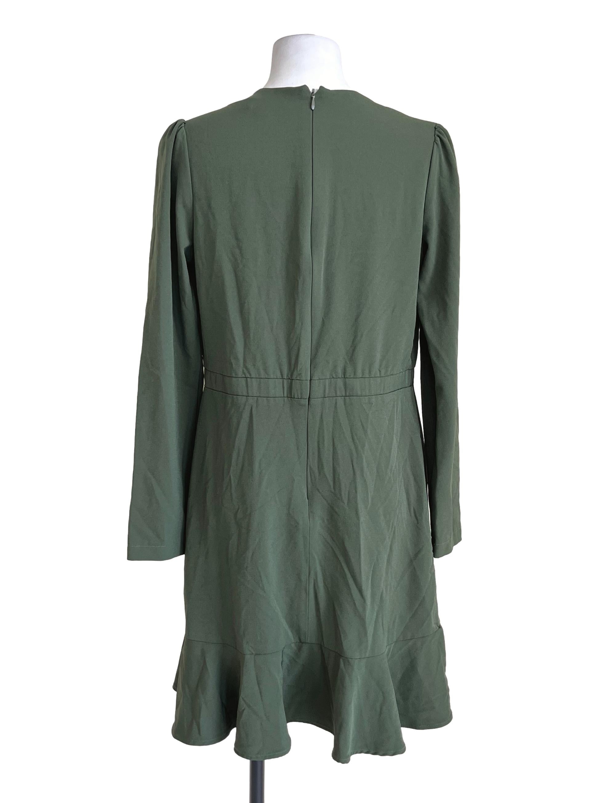 Sage Green Ruffle Wrap Mini Dress