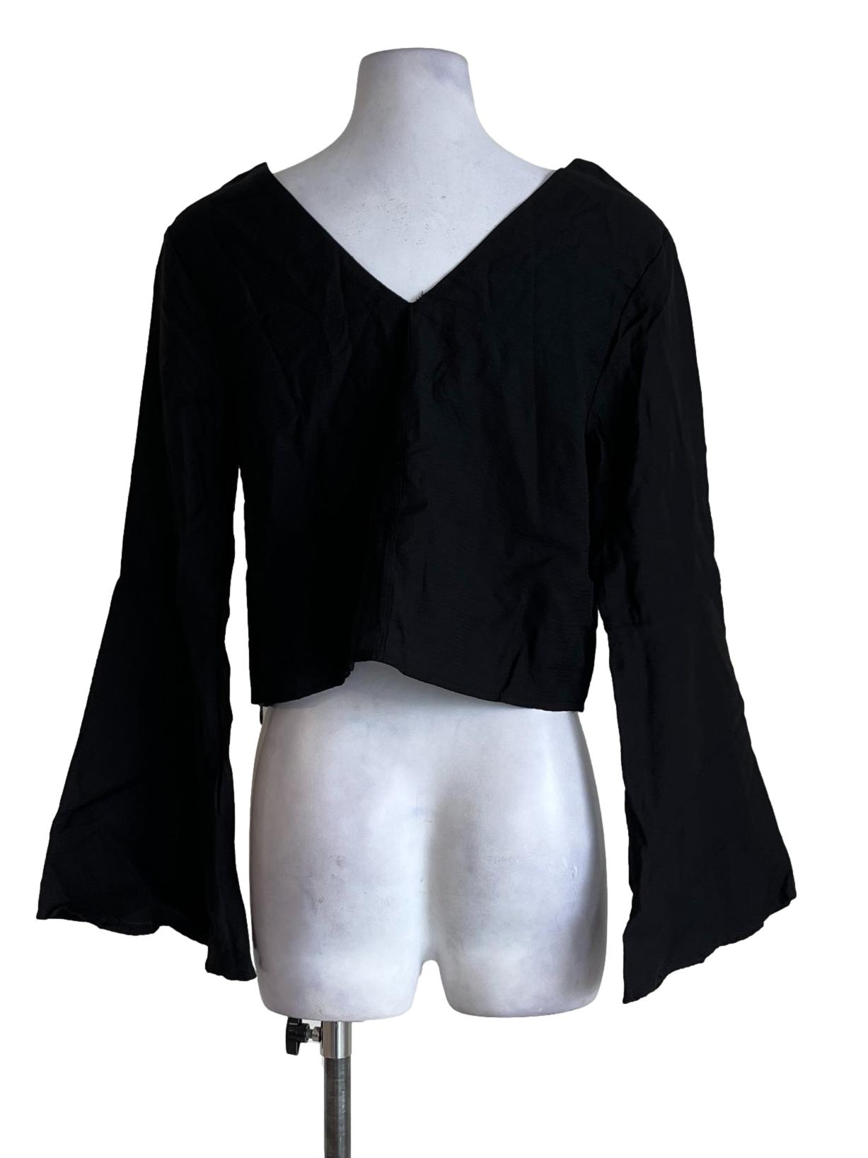 Black V-Neckline Crop Top