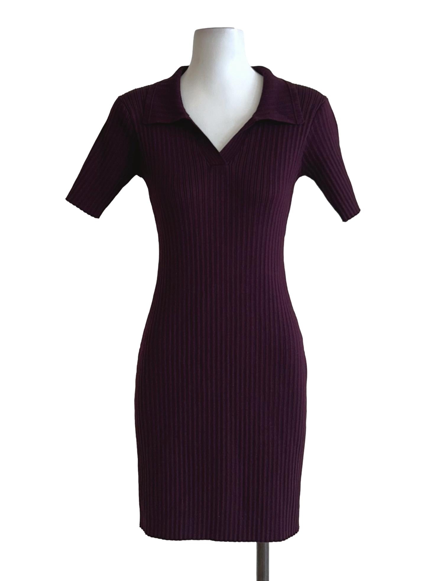 Plum Purple Ribbed Bodycon Dress
