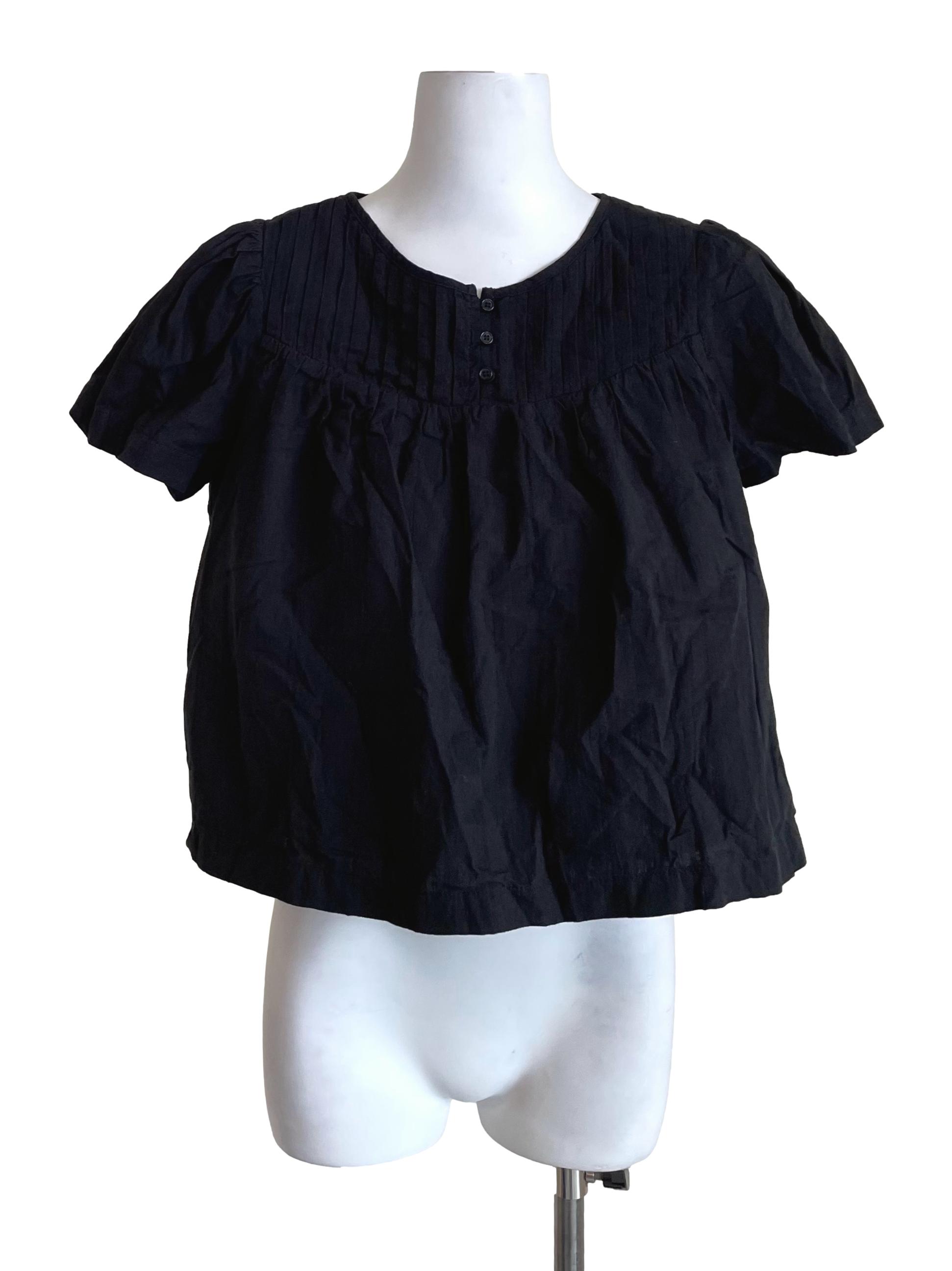 Black Pleated Babydoll Top TEM