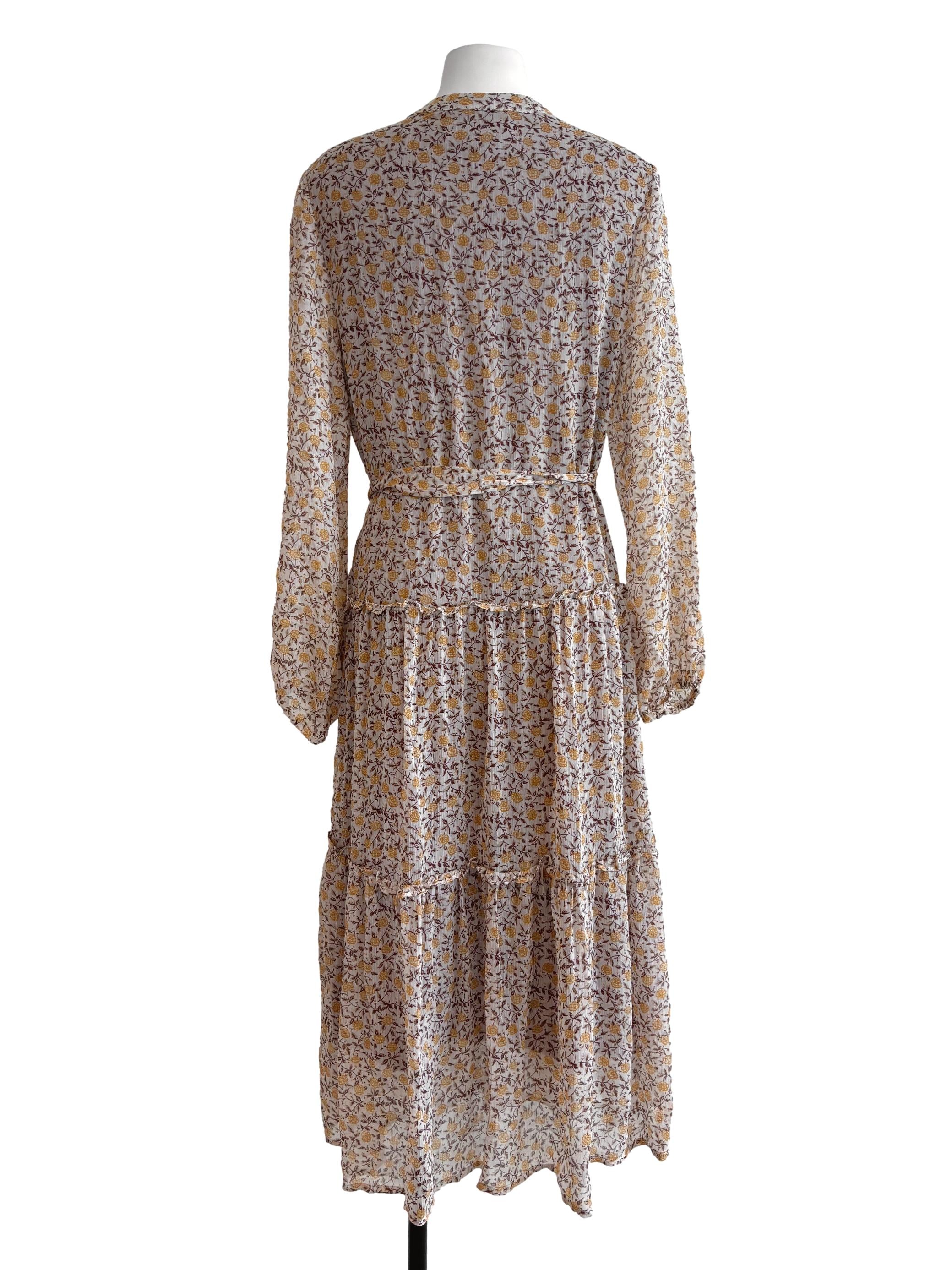 Sepia Long Sleeve Floral Tier Dress