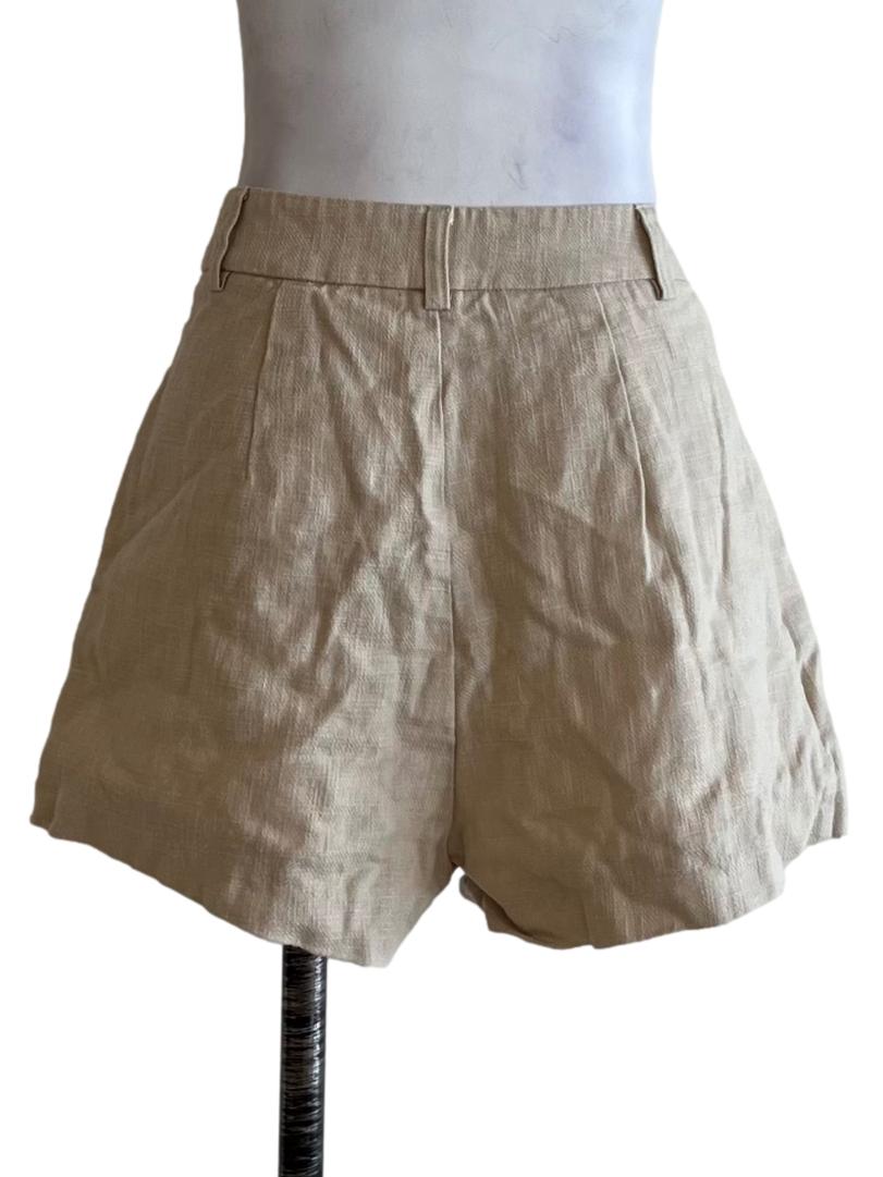 Beige High-Waisted Shorts