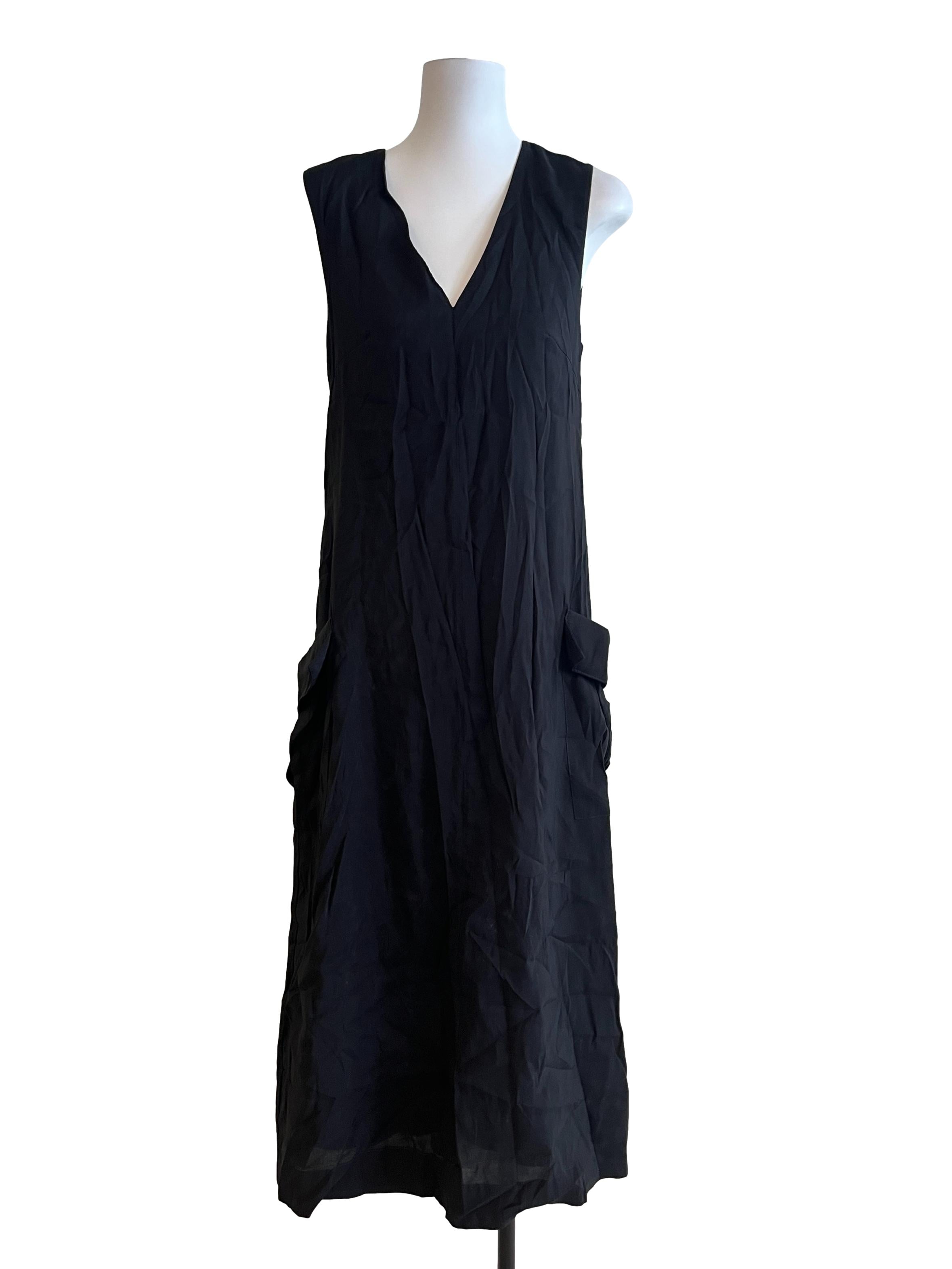 Jet Black V-Neck Tunic Dress TEM