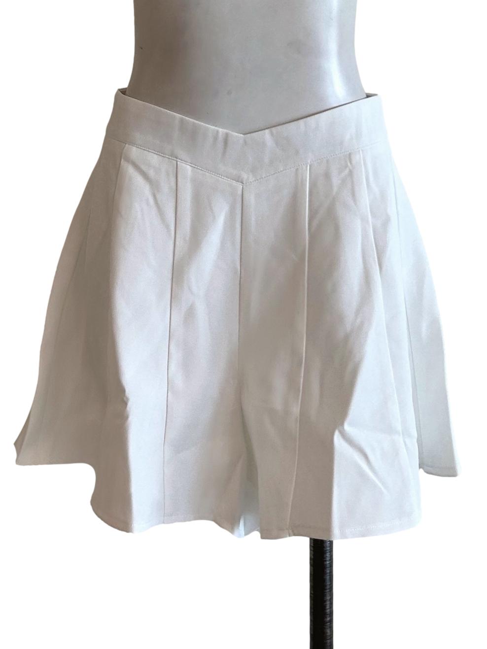 Pearl White Pleated Short