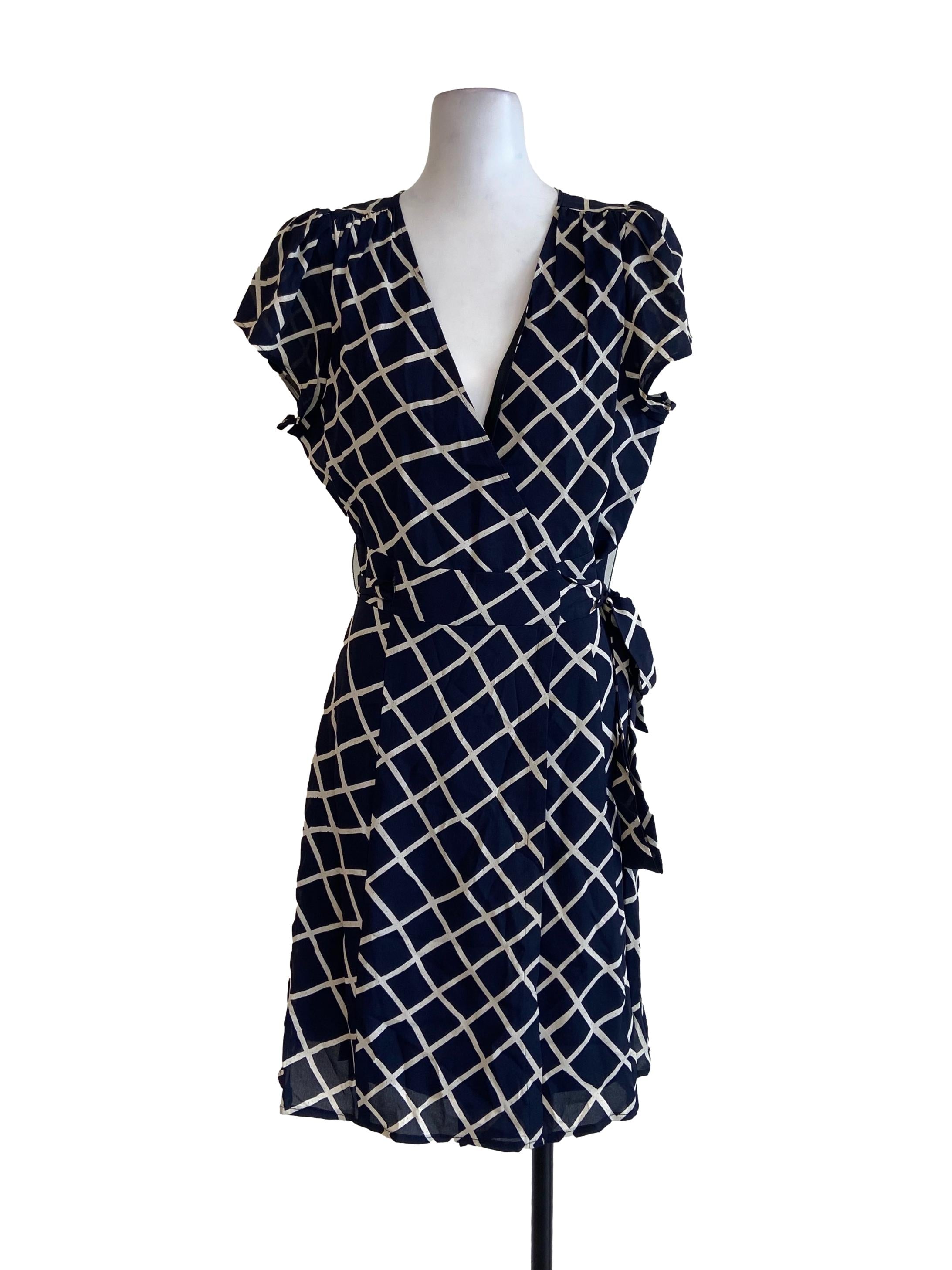 Denim Blue V Neck Wrap Apron Dress