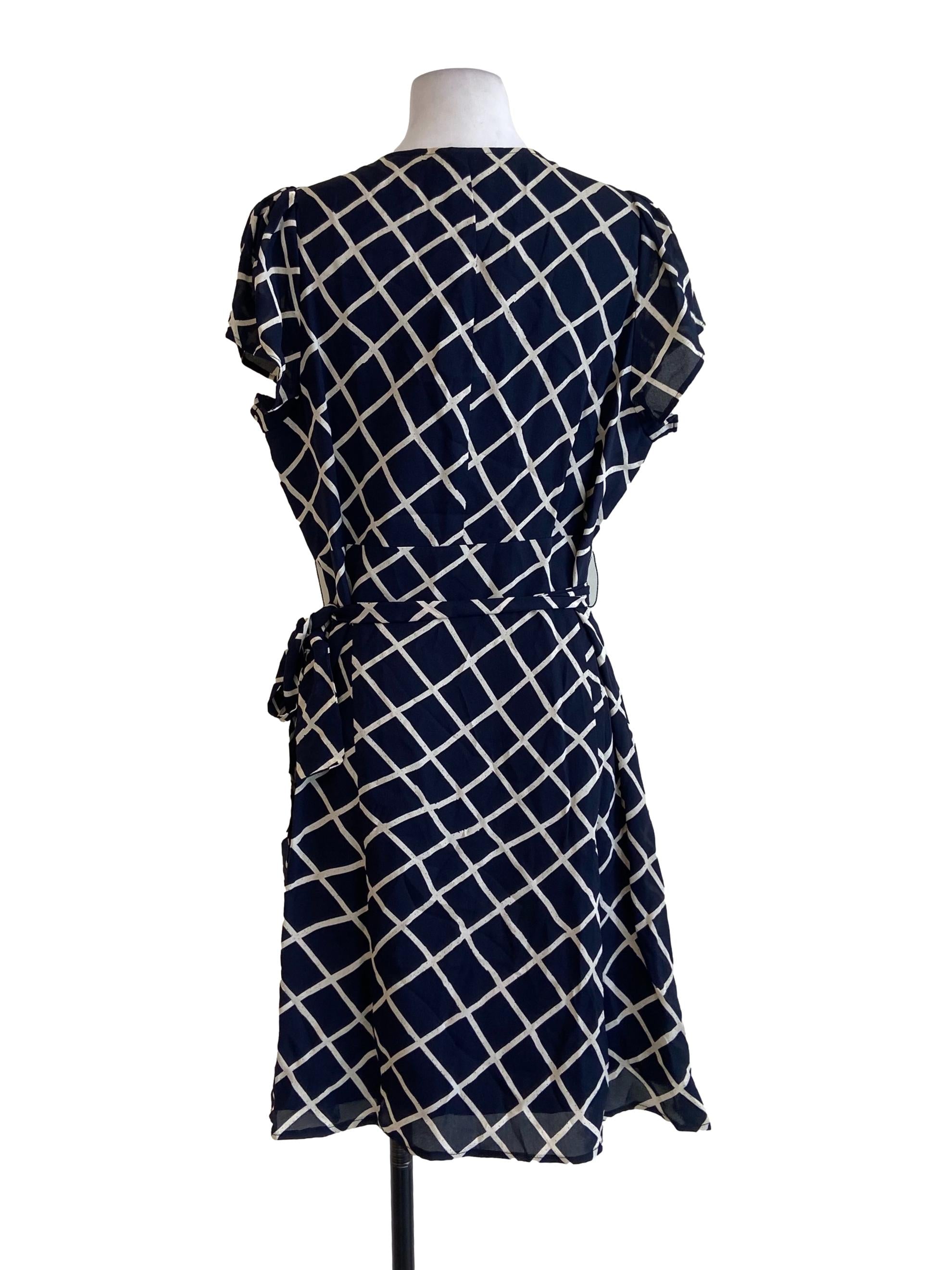 Denim Blue V Neck Wrap Apron Dress