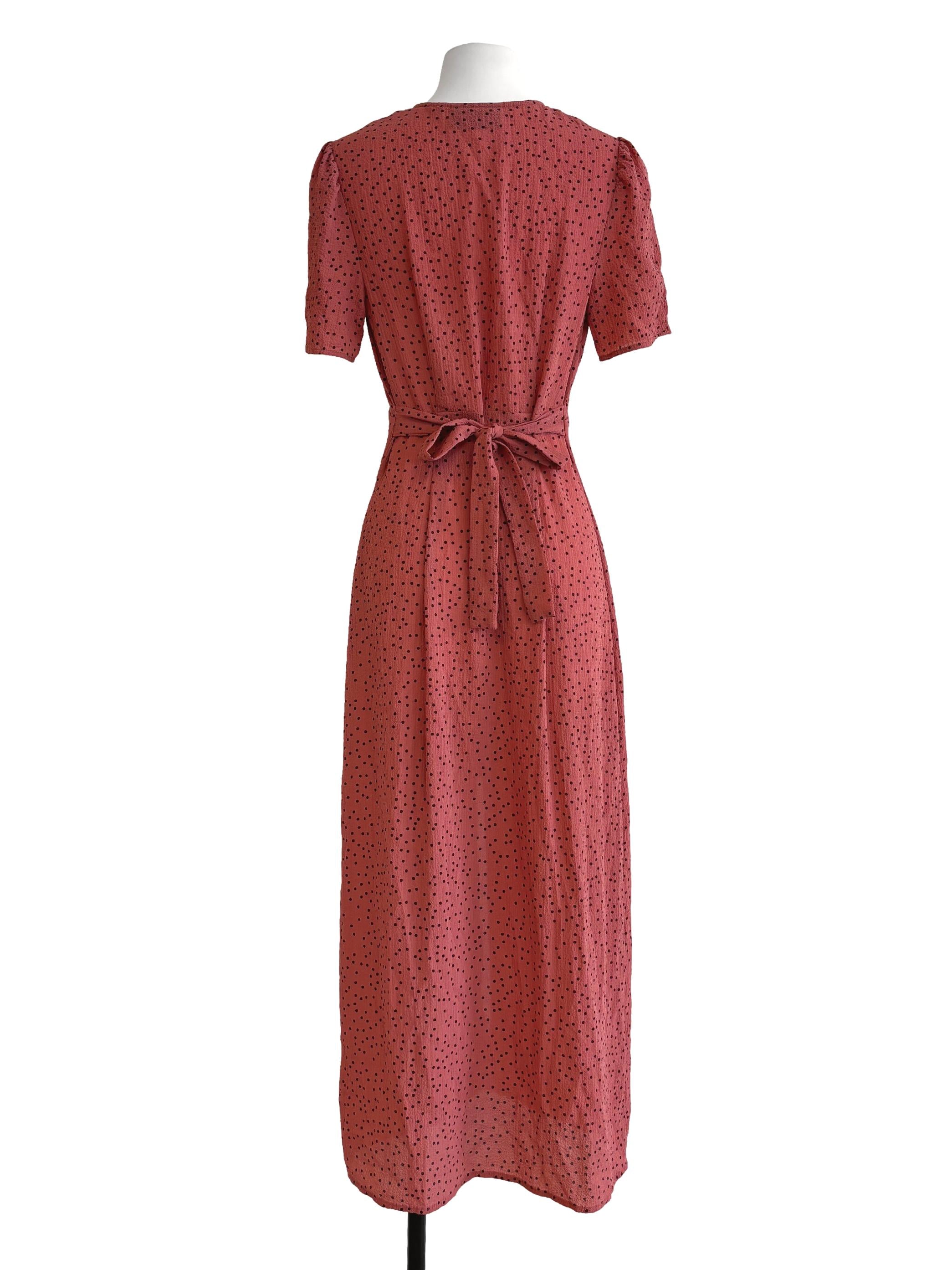 Dusty Orange Polka Dot Buttoned Dress