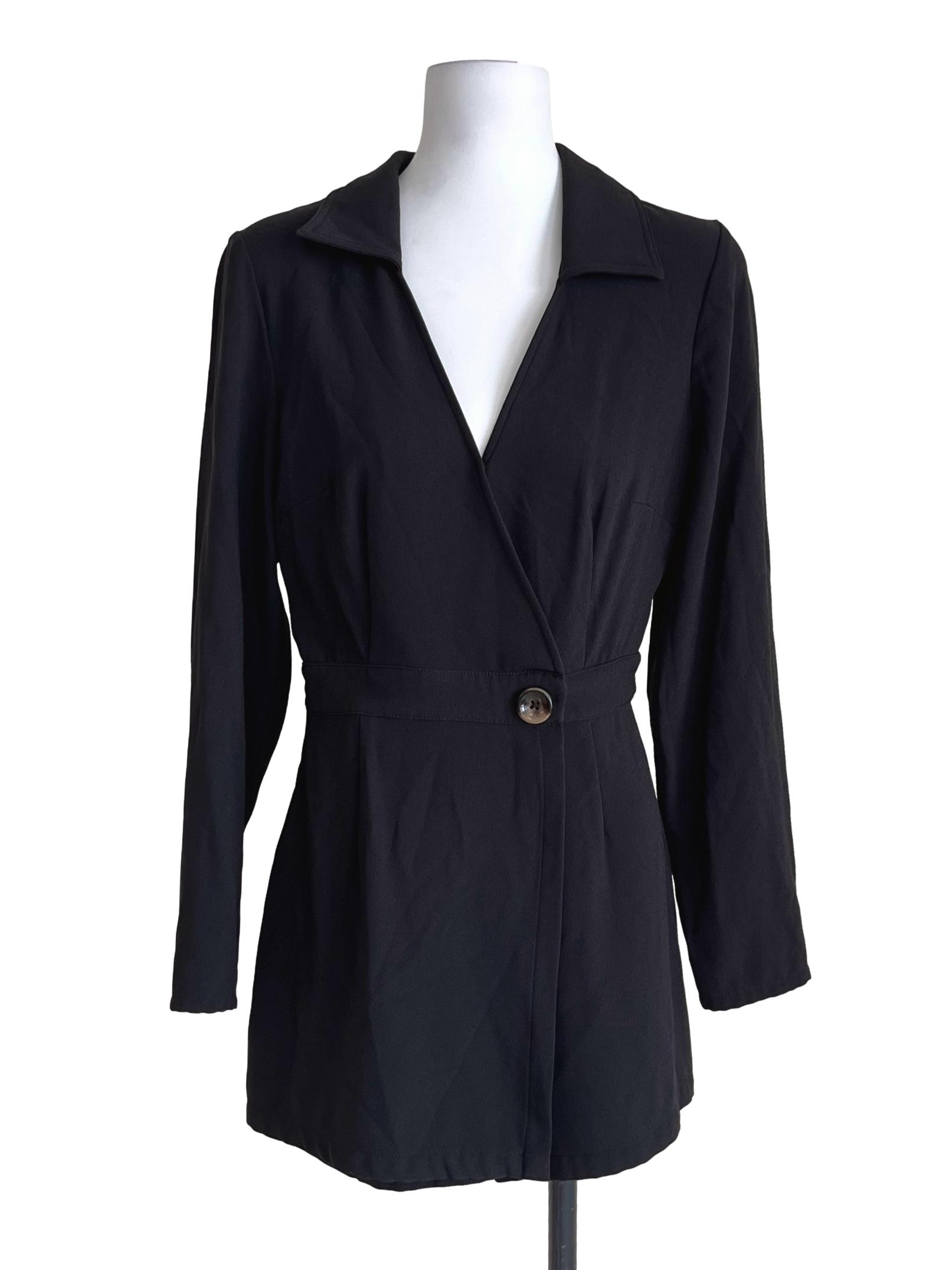 Jade Black Wrap V-Neck Rompers