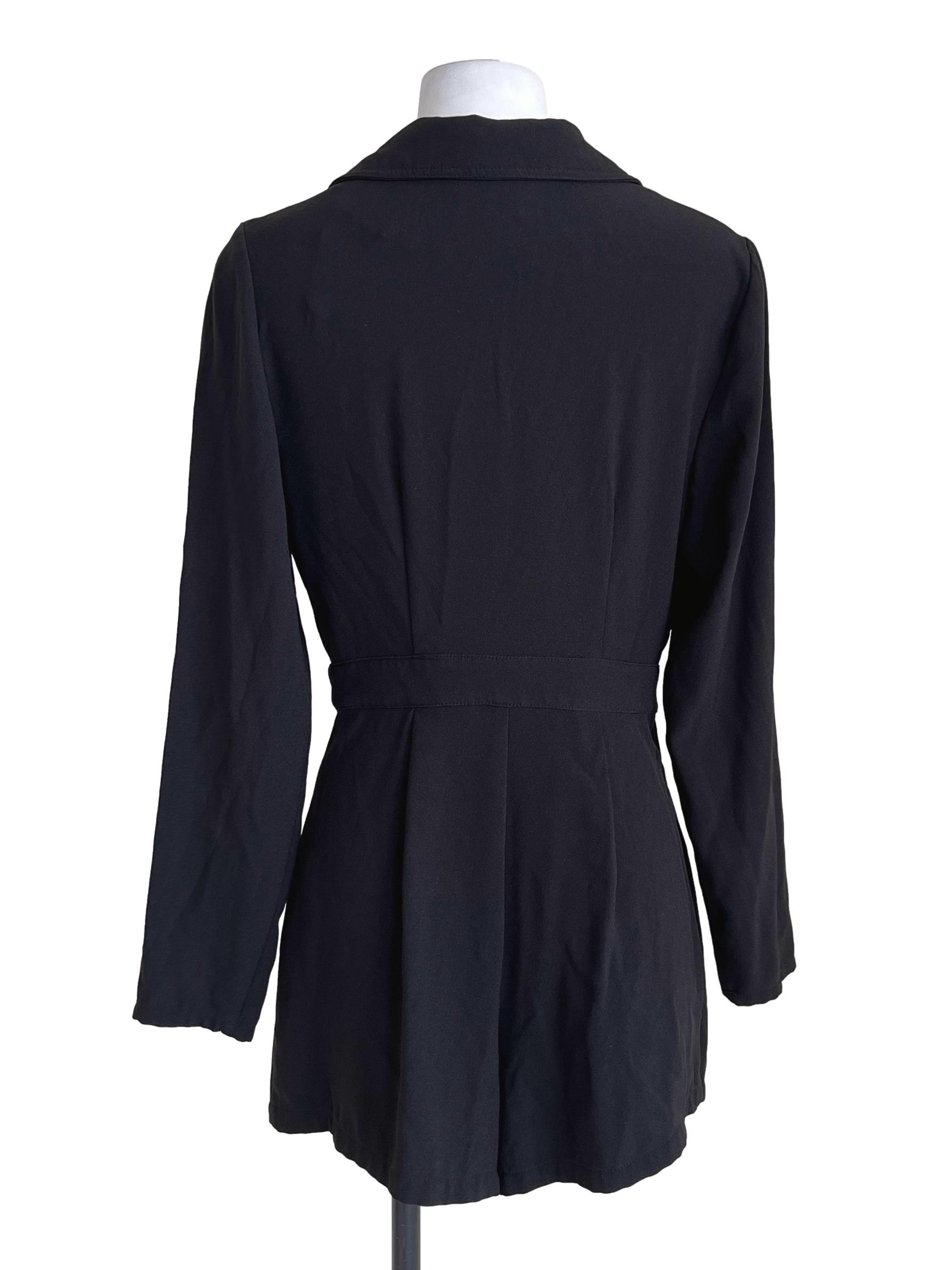 Jade Black Wrap V-Neck Rompers