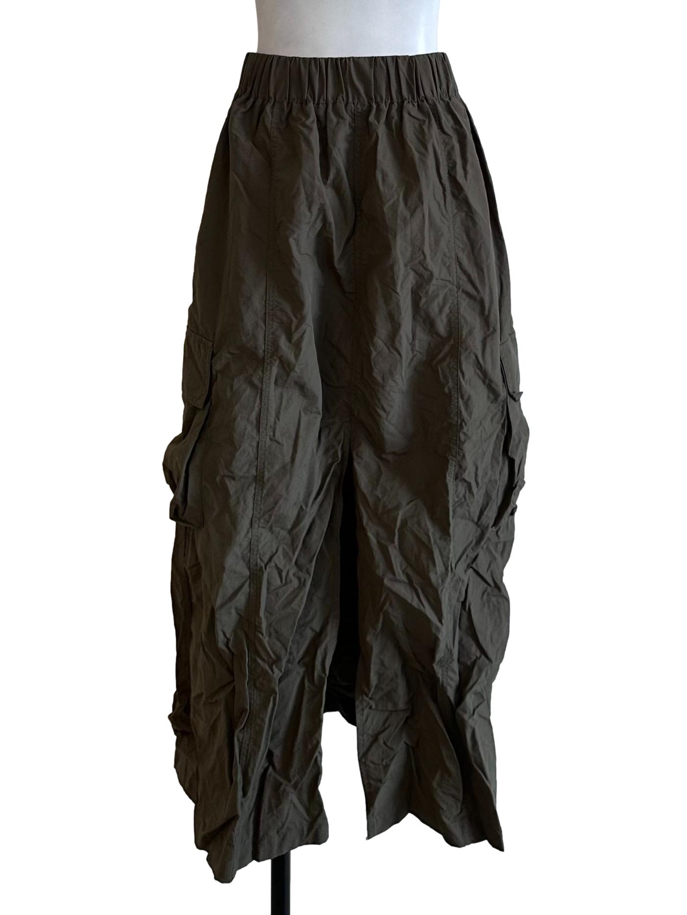Moss Green Slit Cargo Skirt