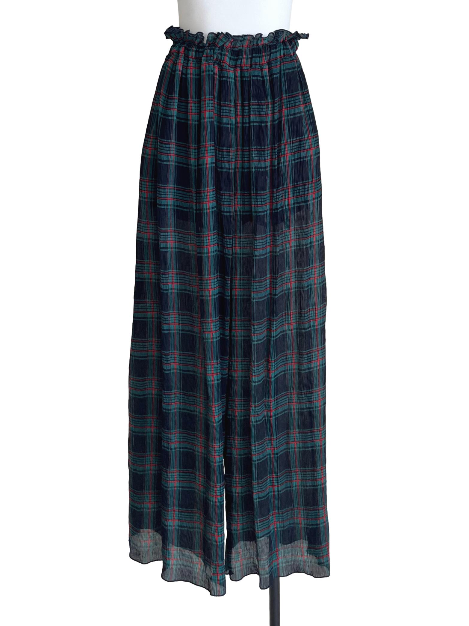 Peacock Blue Checkered Relaxed Pants