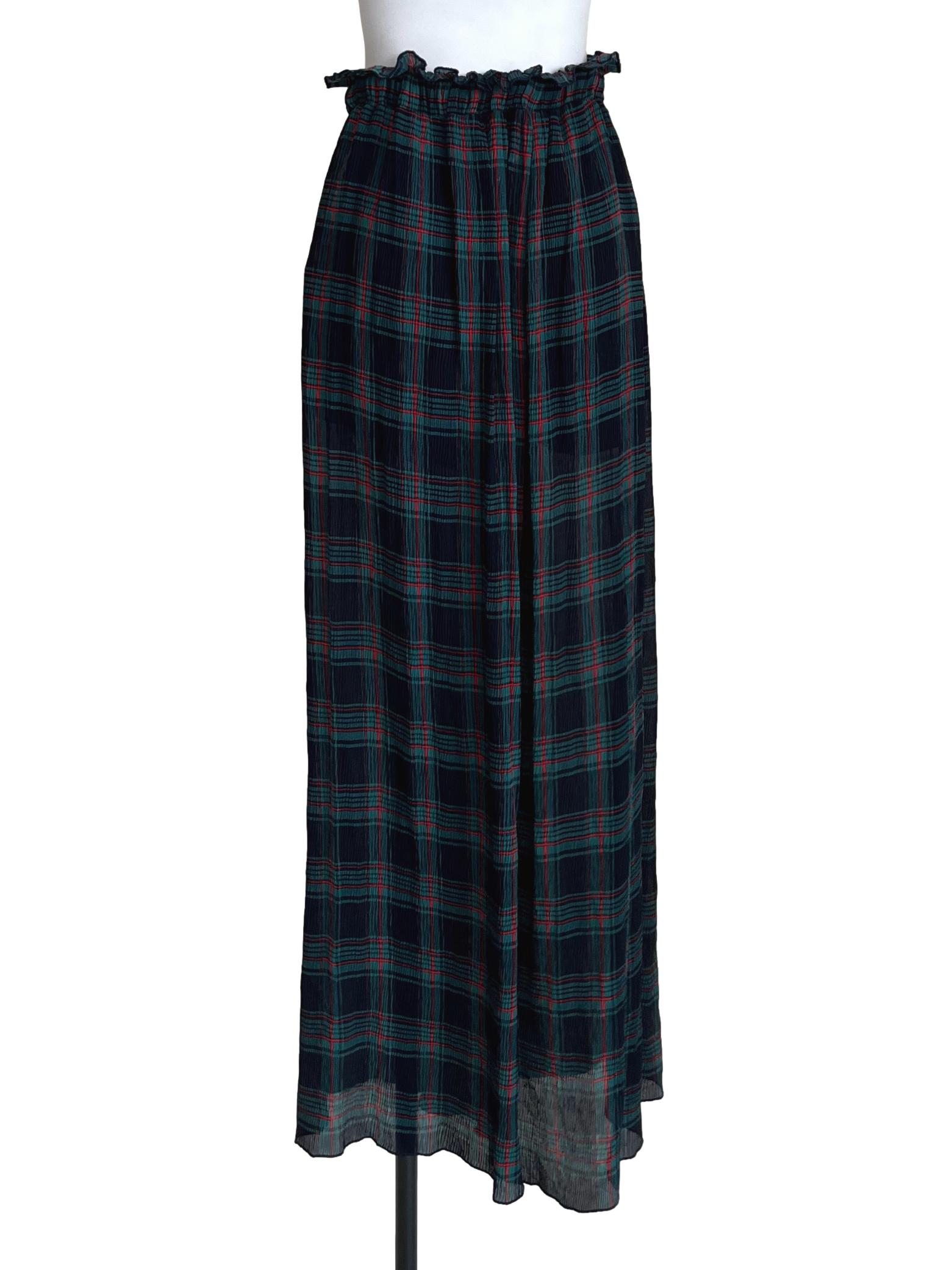Peacock Blue Checkered Relaxed Pants