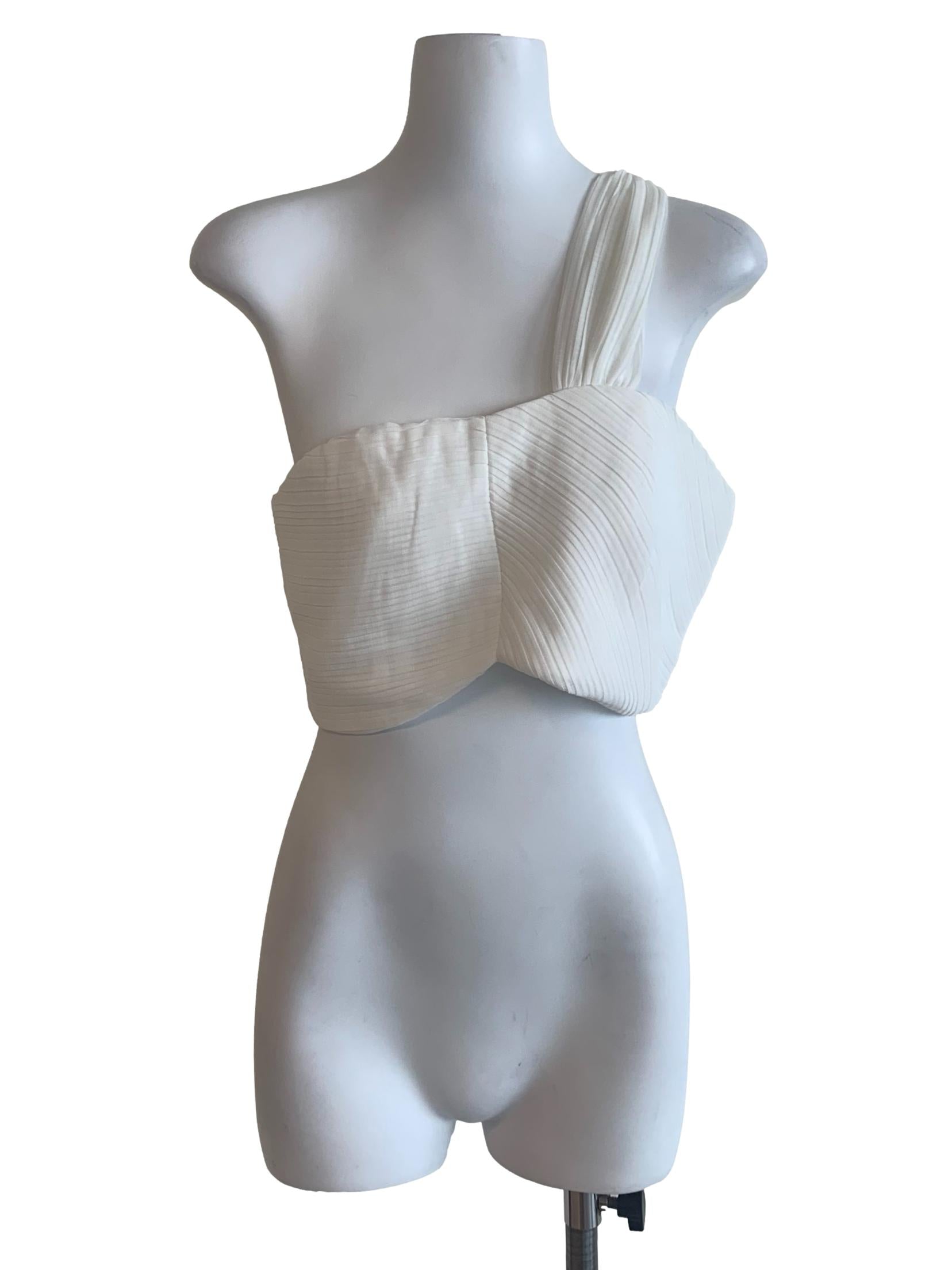White Asymmetric Neck Top
