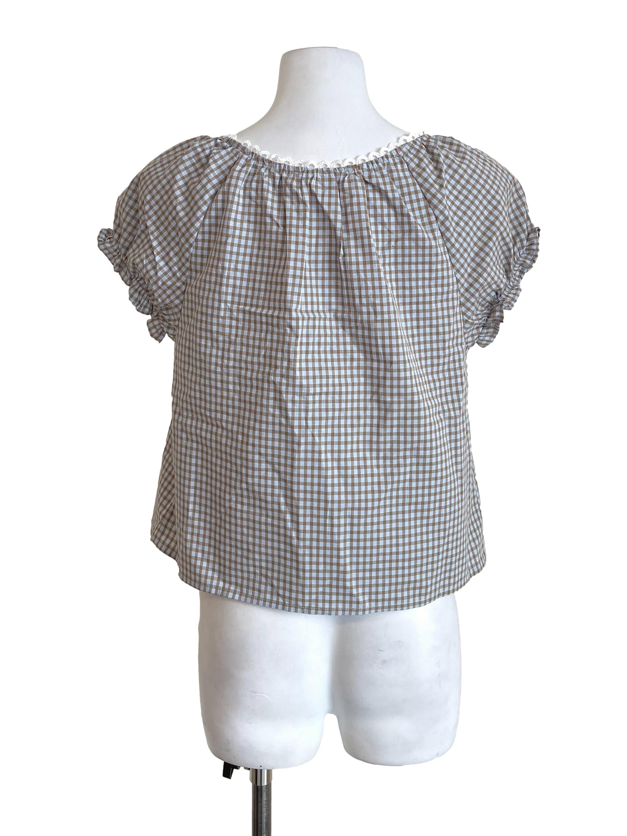 Flaxen & Stone Gingham Coquette Top TTR