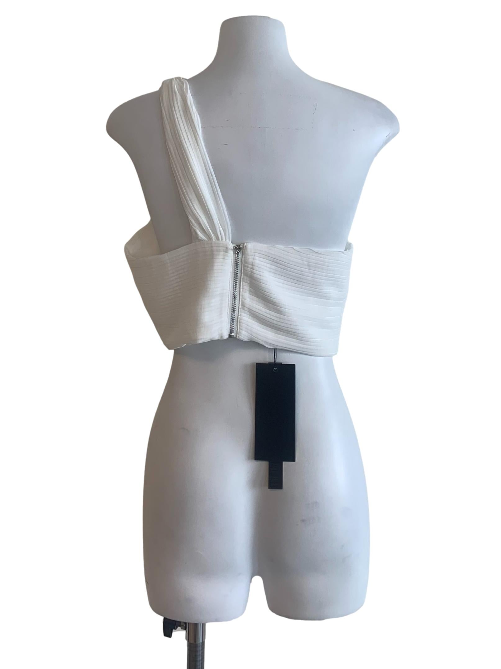 White Asymmetric Neck Top
