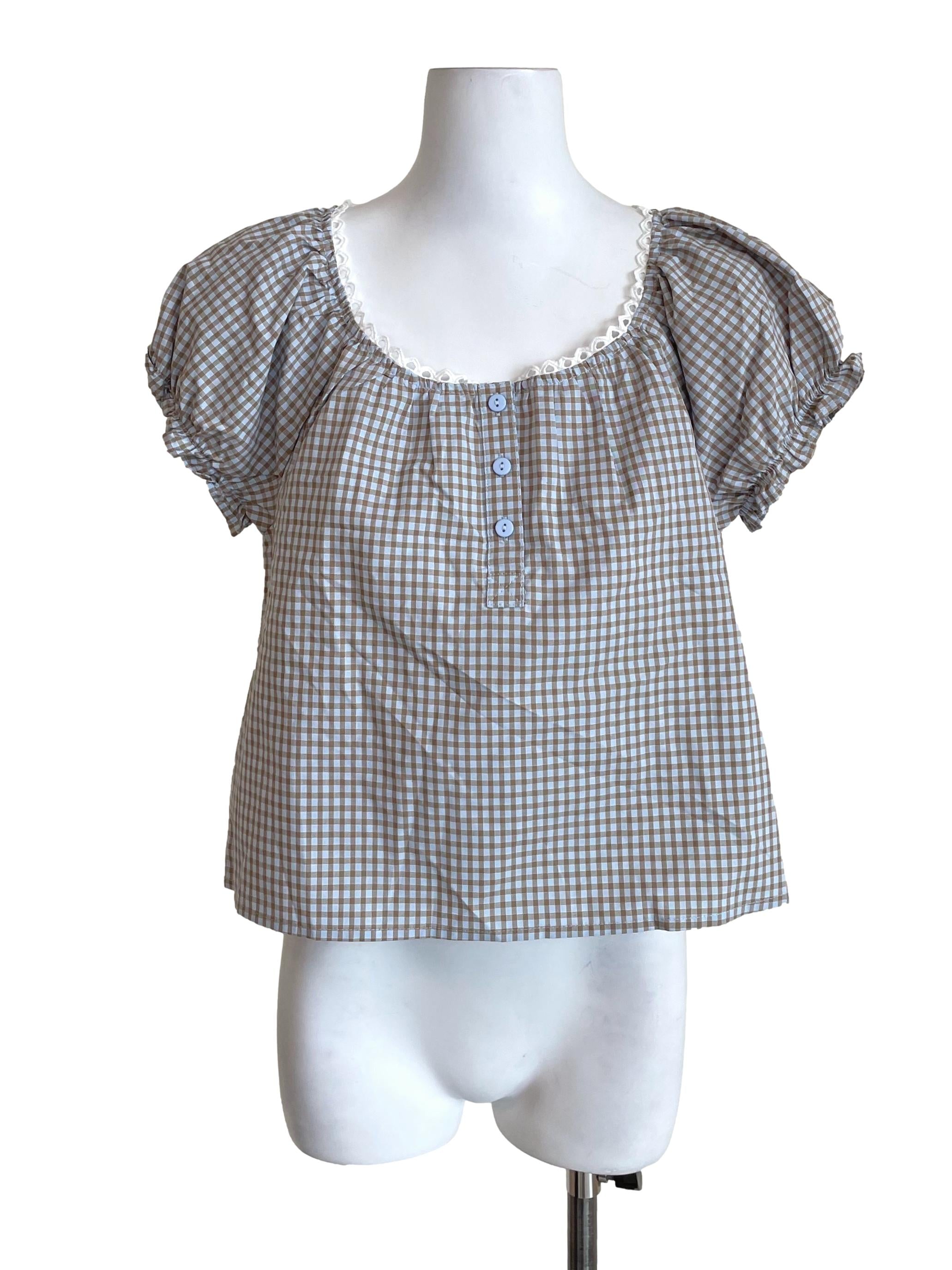 Flaxen & Stone Gingham Coquette Top TTR