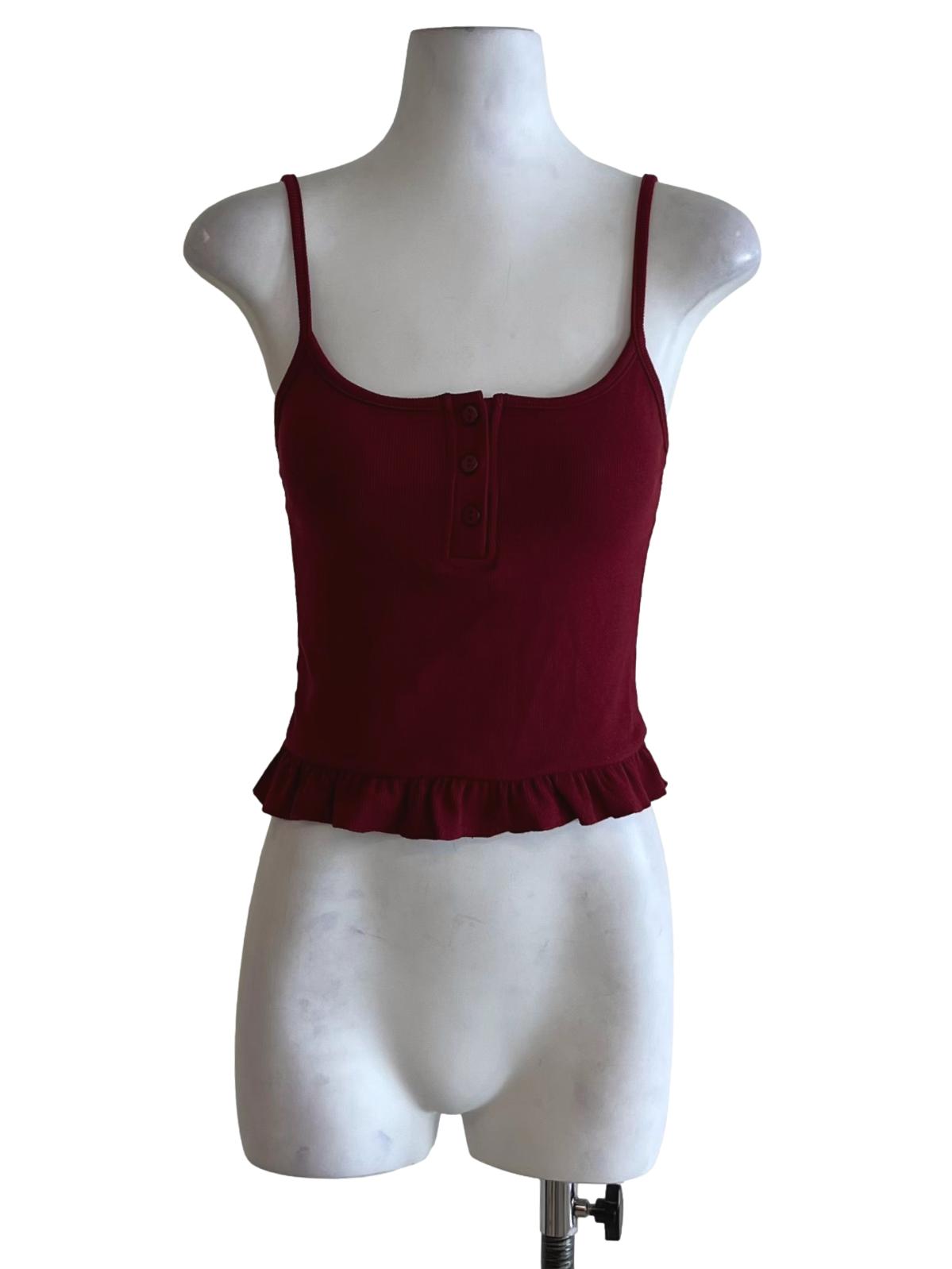 Wine Red Scoop Neckline Tank Top