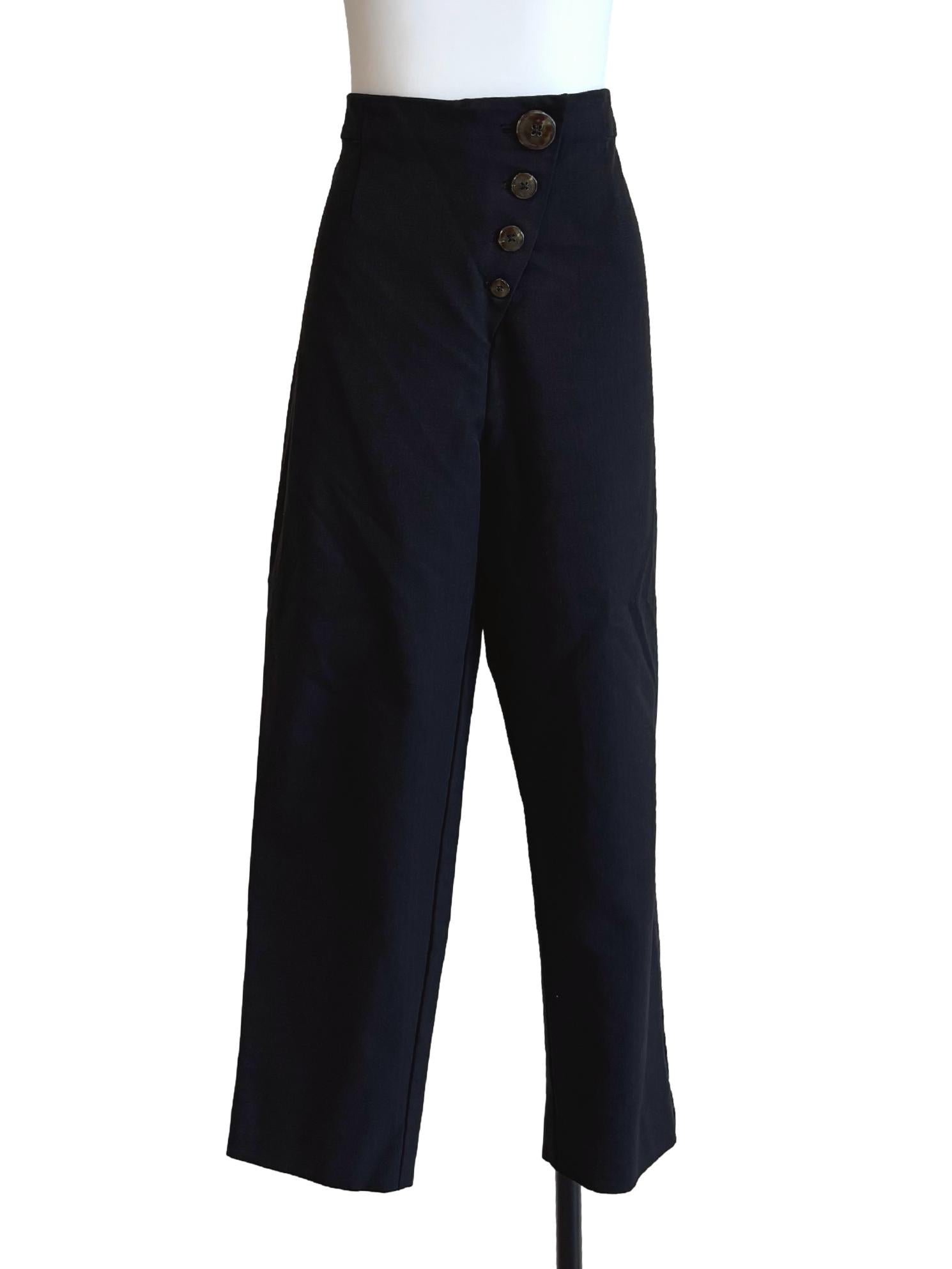 Black Buttoned Straight Pants