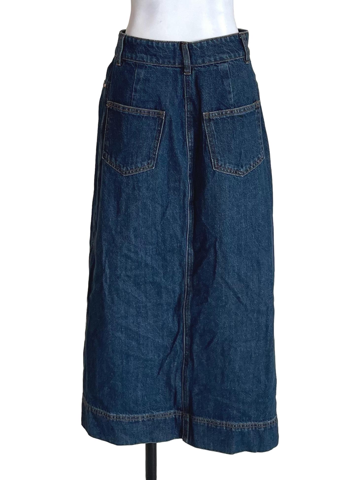 Blue Slit Denim Long Skirt LB
