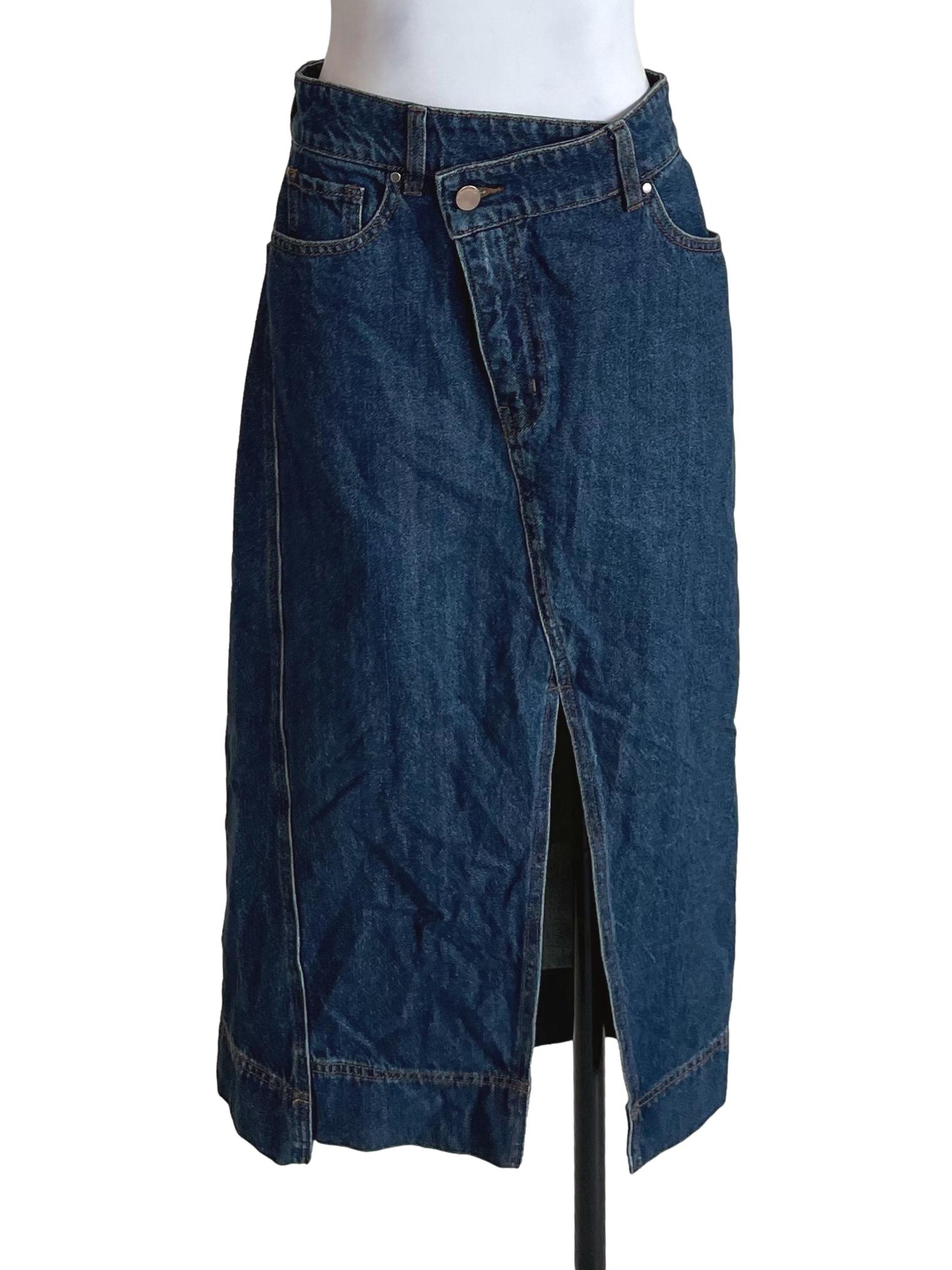 Blue Slit Denim Long Skirt LB