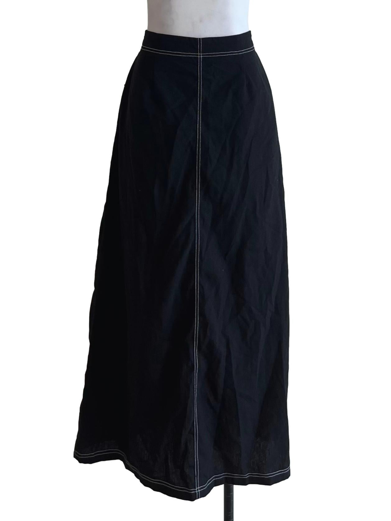 Black High-Waisted A-Line Skirt