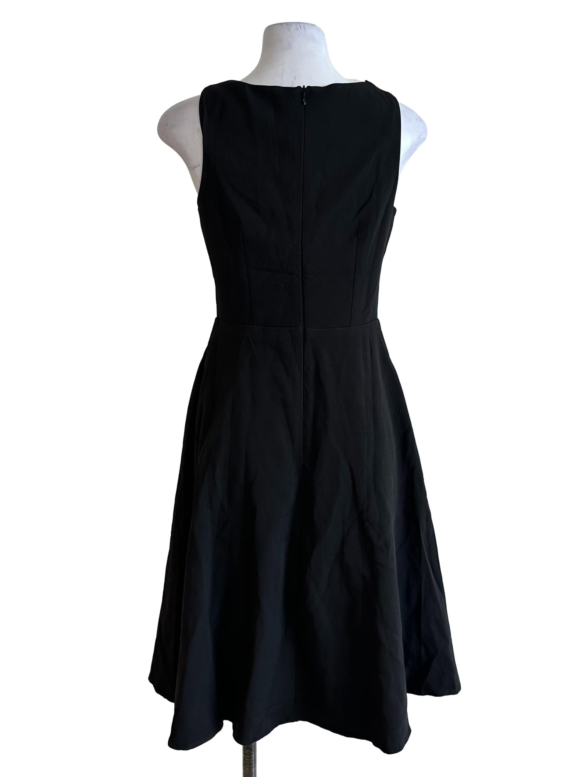 Raven Black V Neck Lace A Line Dress