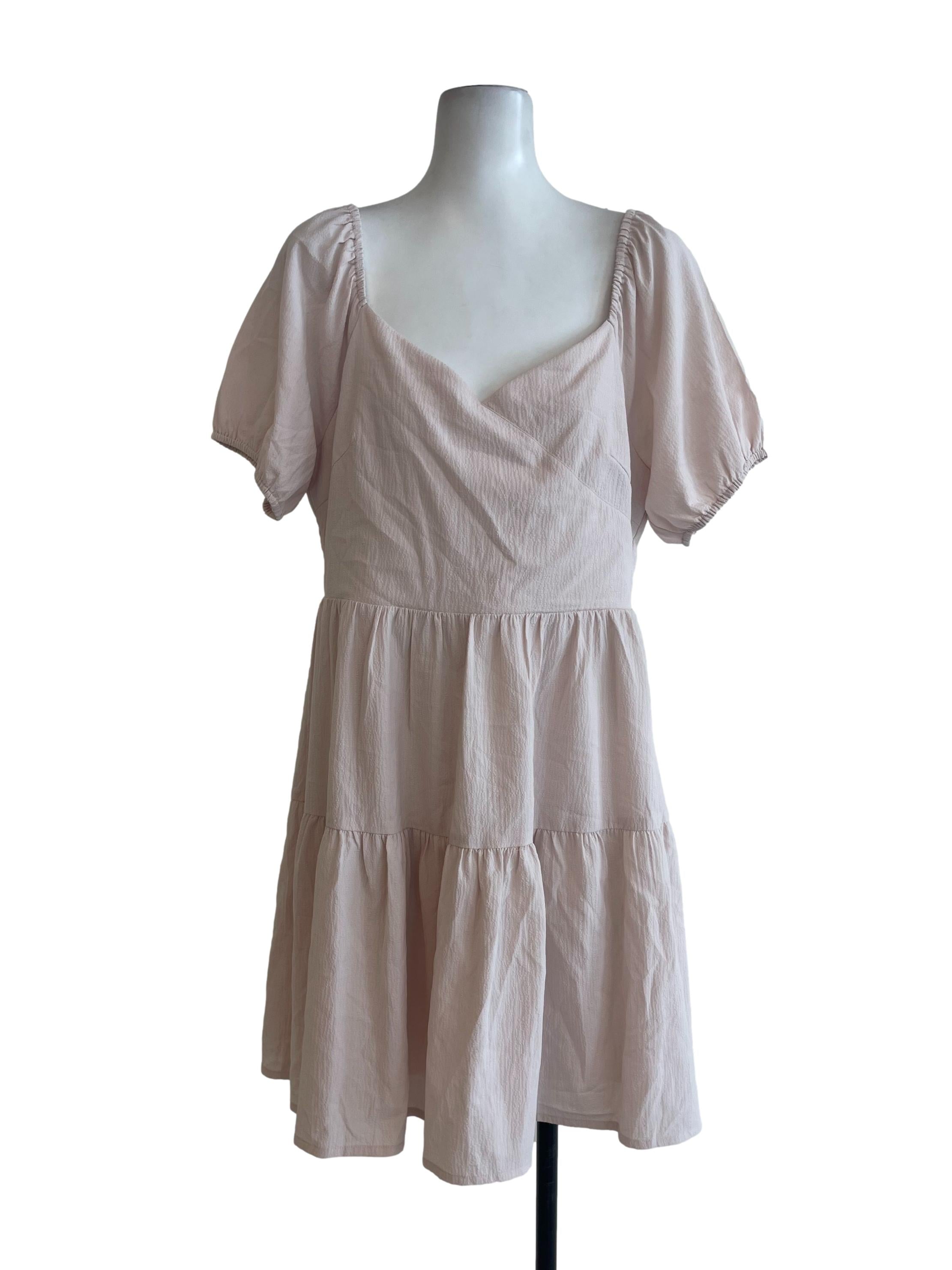 Pink Beige Tiered Dress