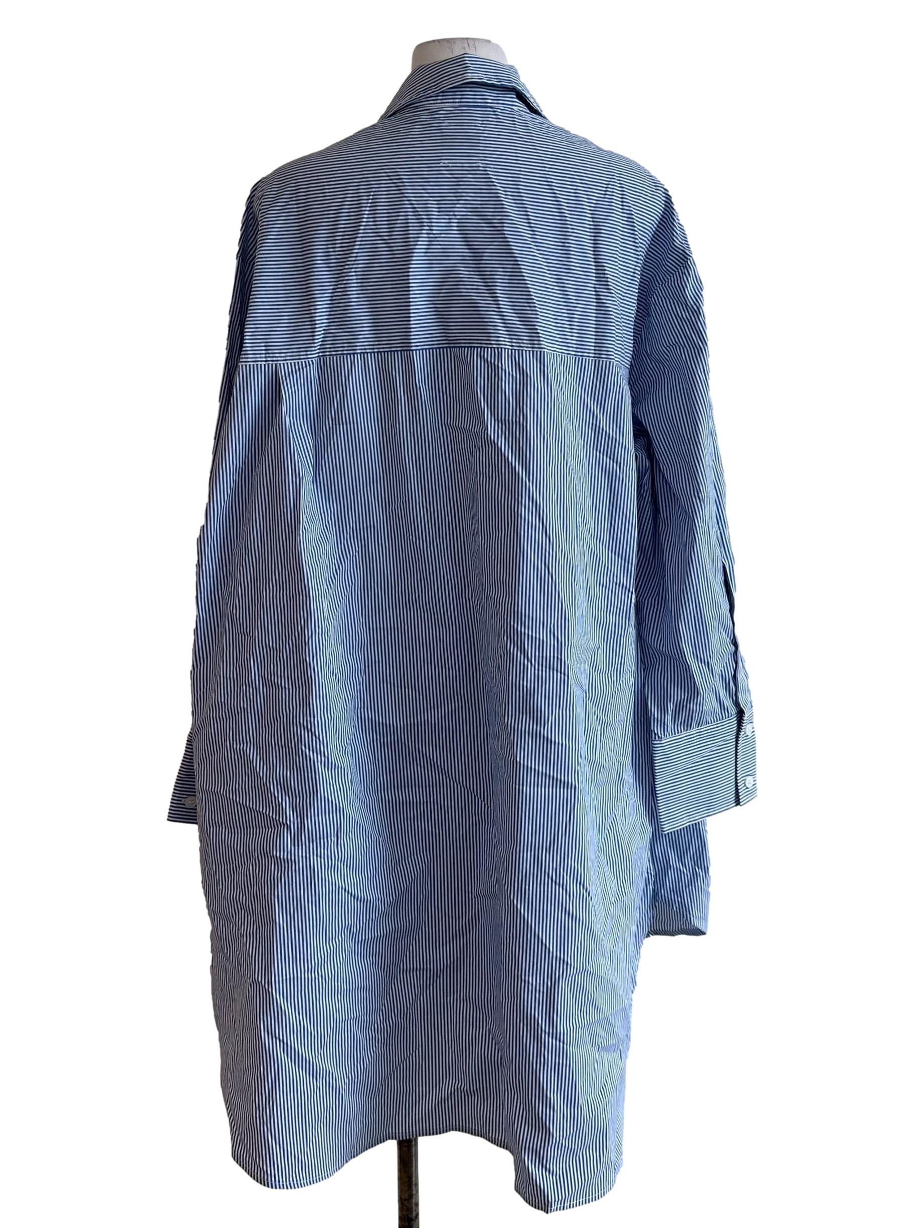Light Blue Stripe Collar Shirt Dress