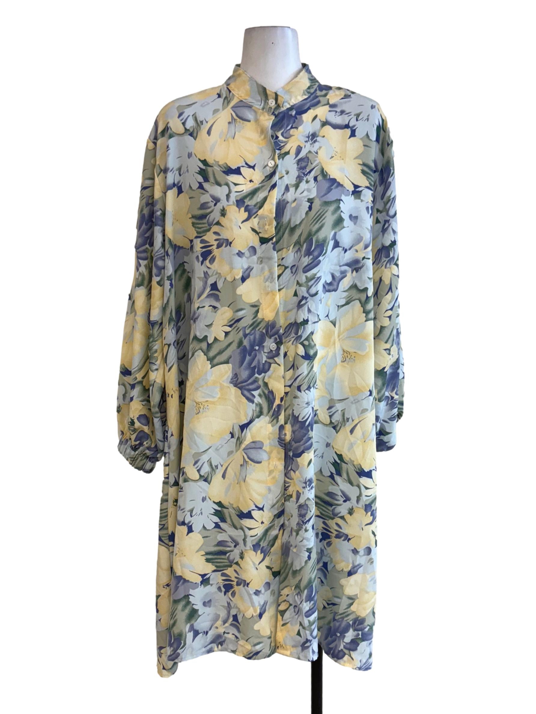 Blue Yellow Floral Dress