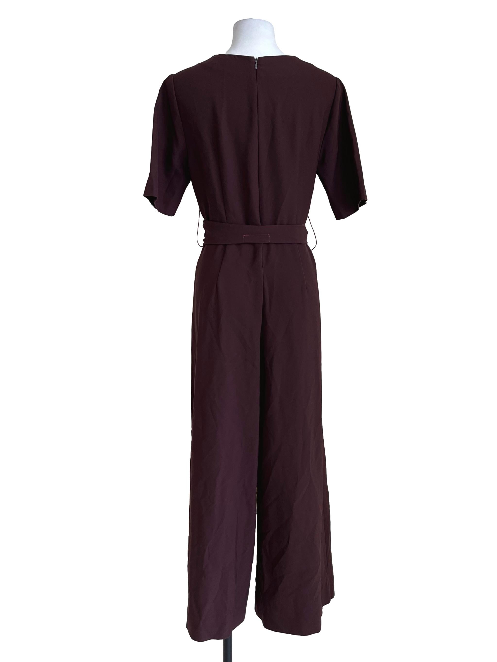 Brunette Brown Wide Leg Wrap Jumpsuits