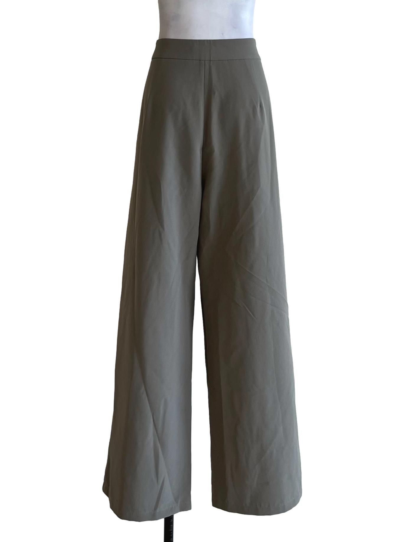 Beige High-Waisted Formal Pants