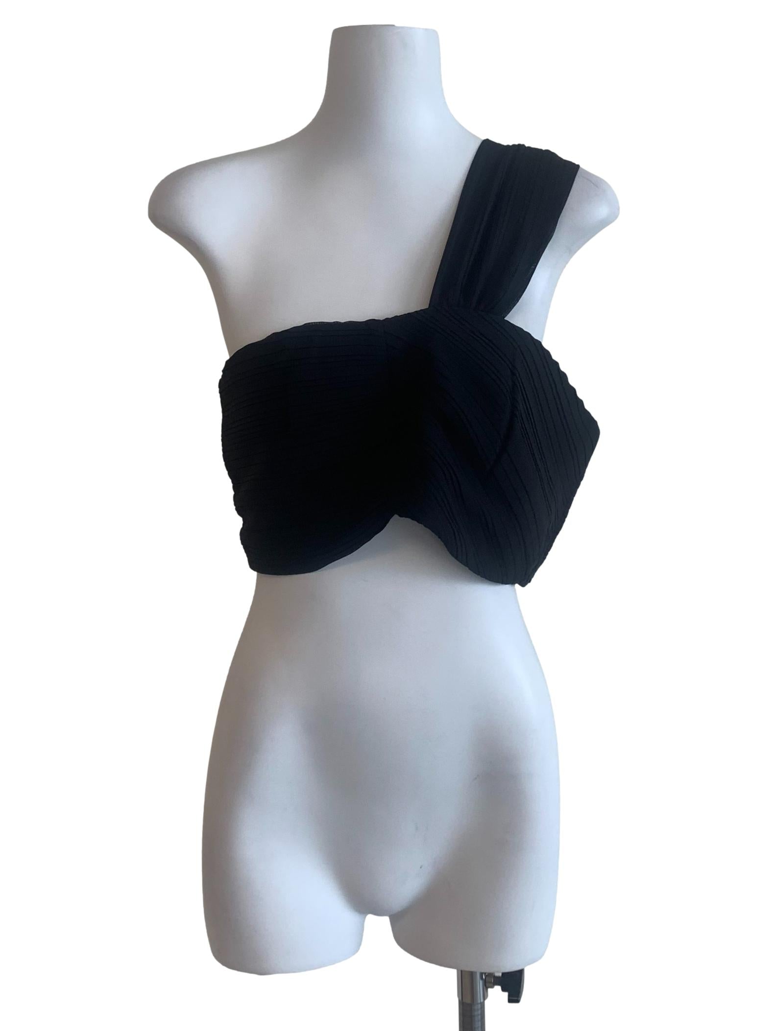 Black Asymmetric Neck Top
