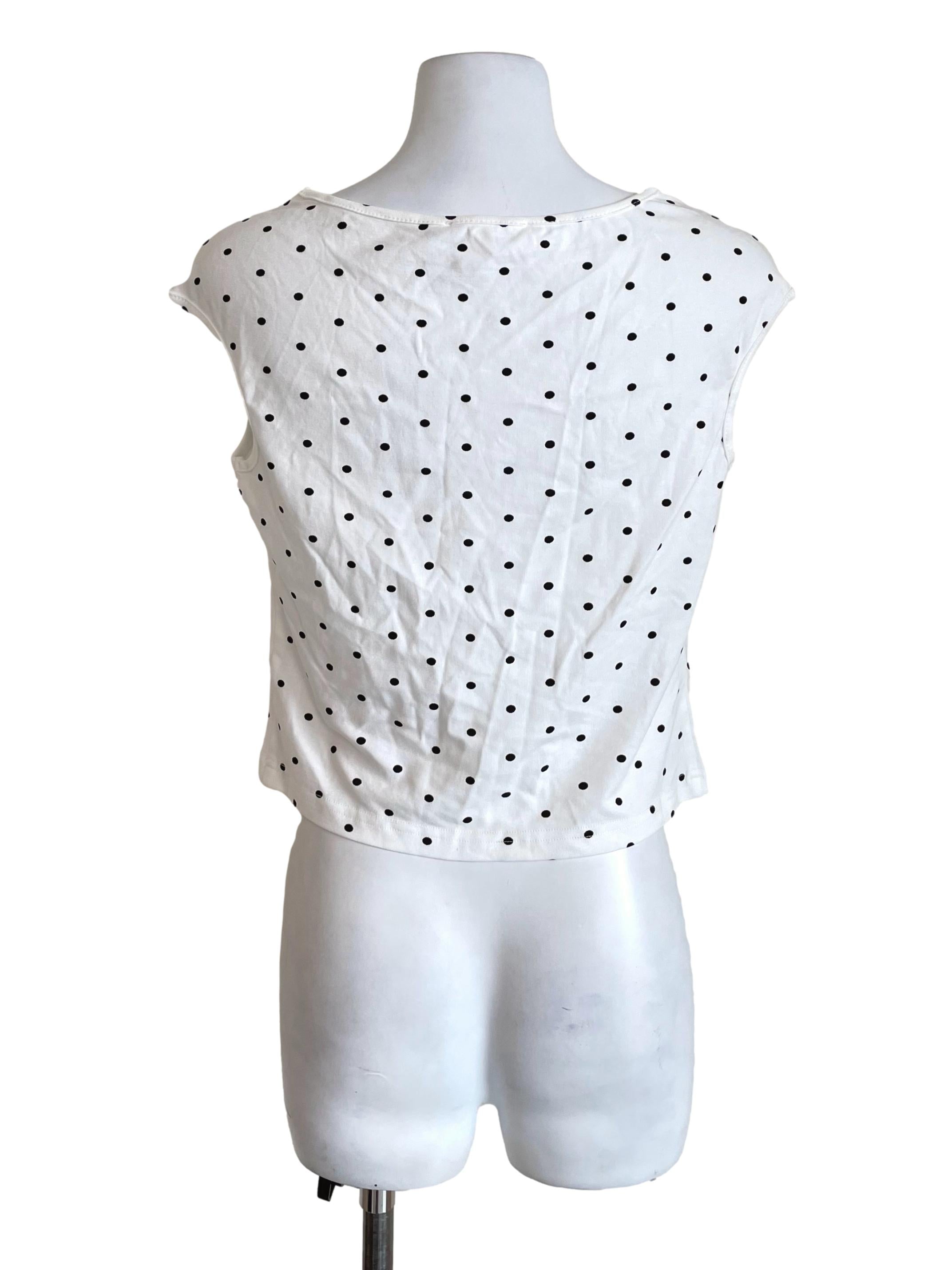 White Polka Dots Sabrina Top TTR