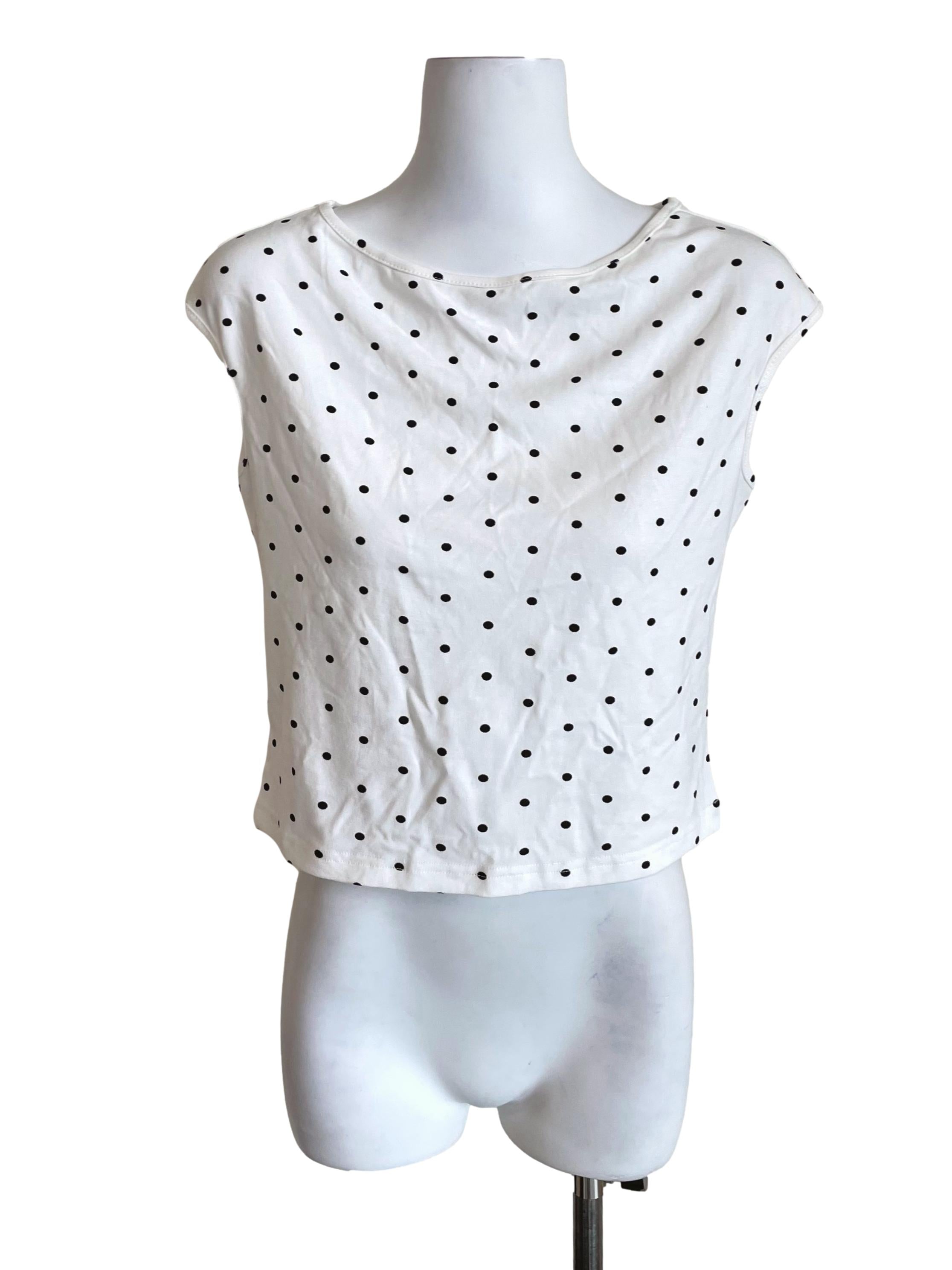 White Polka Dots Sabrina Top TTR