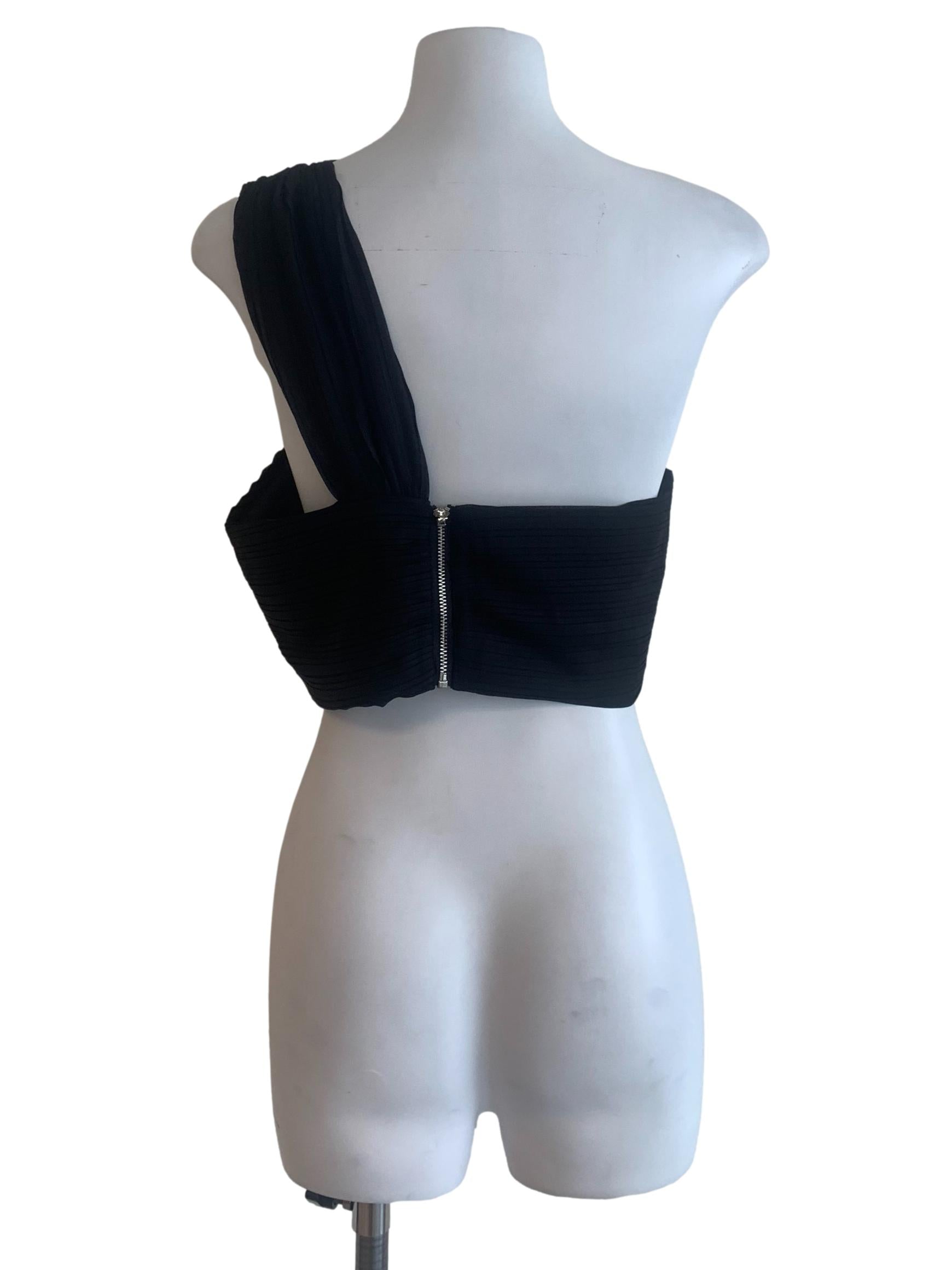 Black Asymmetric Neck Top