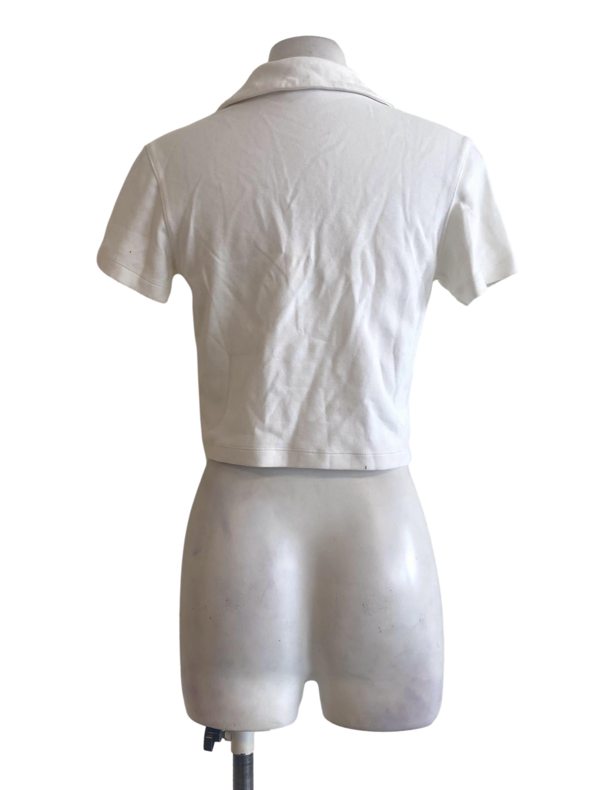 White V Neck Crop Top