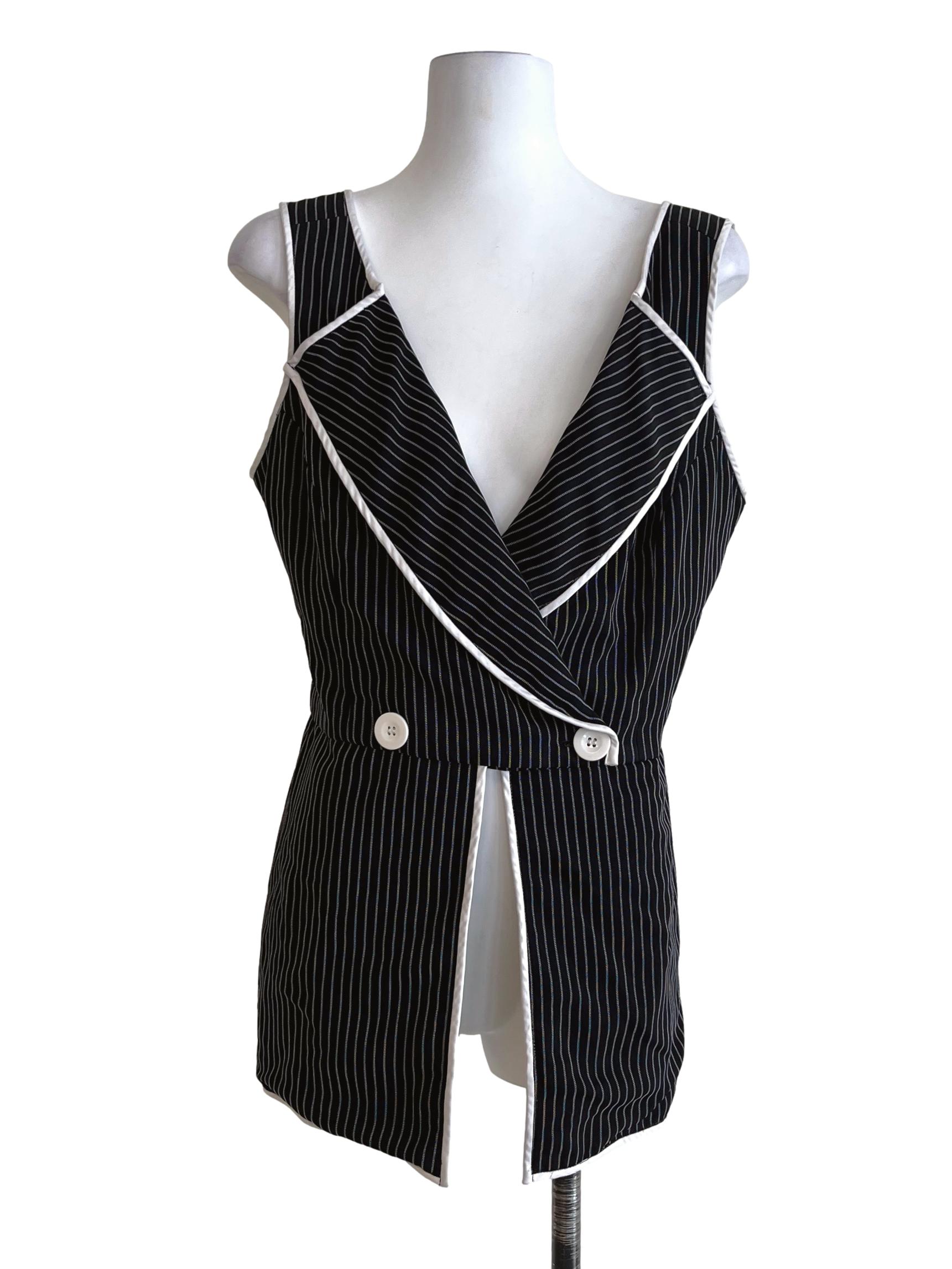 Onyx Black & White Stripe Vests