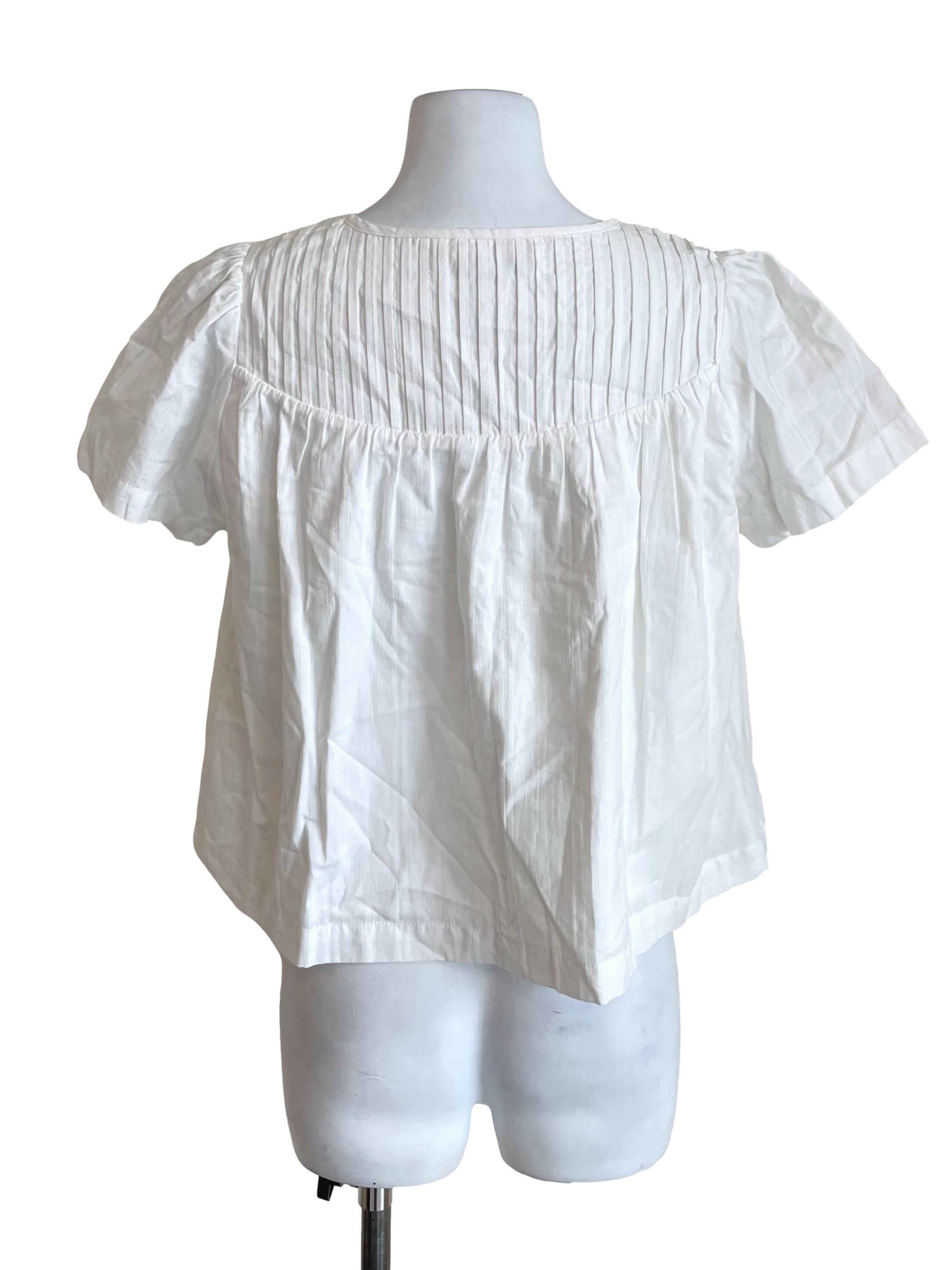 White Pleated Babydoll Top