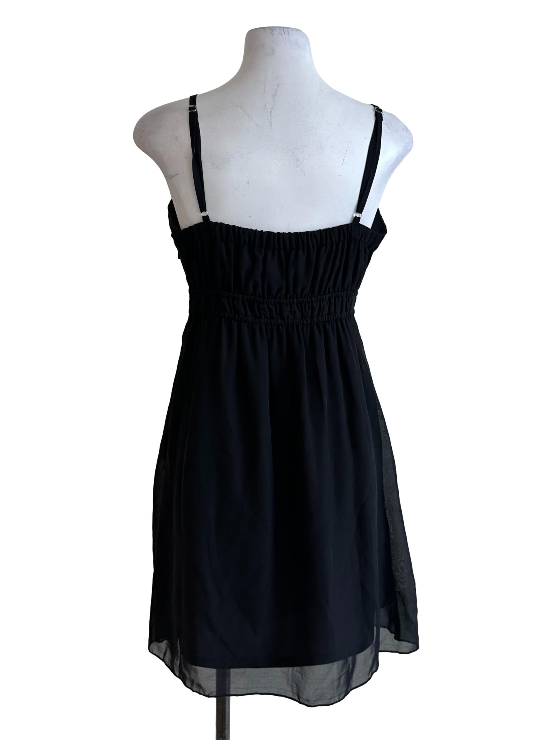 Onyx Black Sweetheart Pleated Chiffon Dress