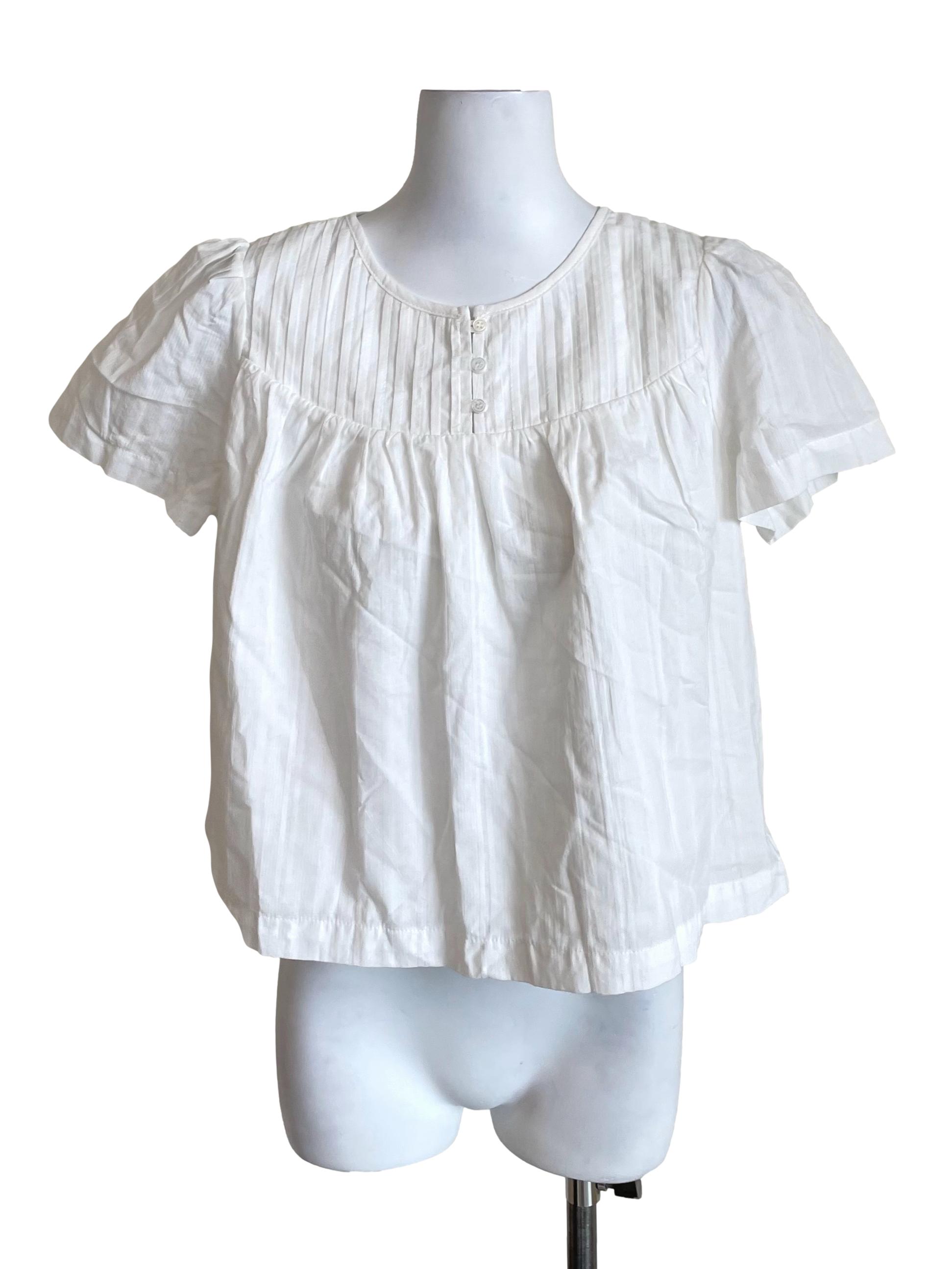 White Pleated Babydoll Top