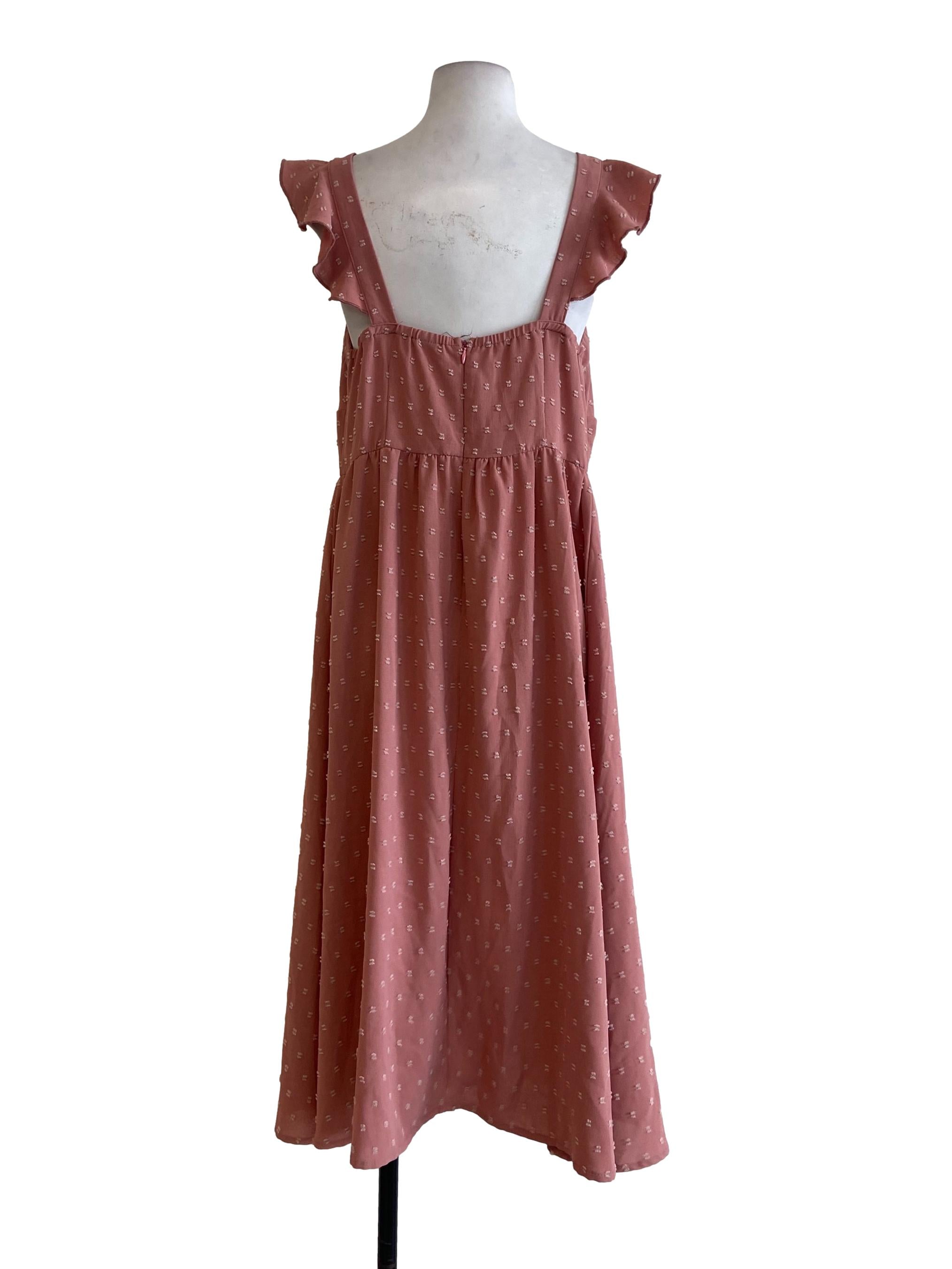 Blush Pink Button Down Sleeveless Apron Dress
