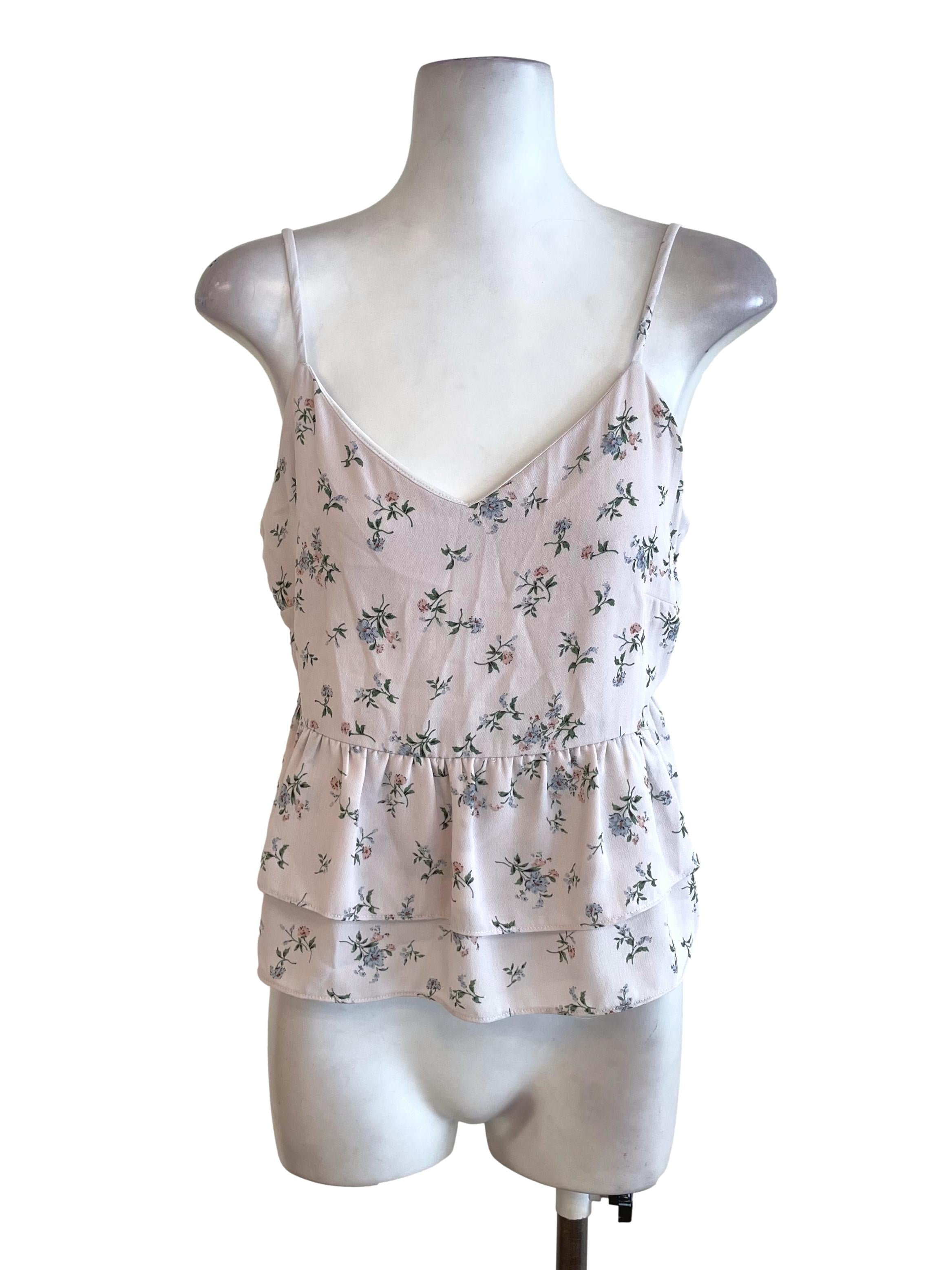 Crepe Pink Floral Peplum Top